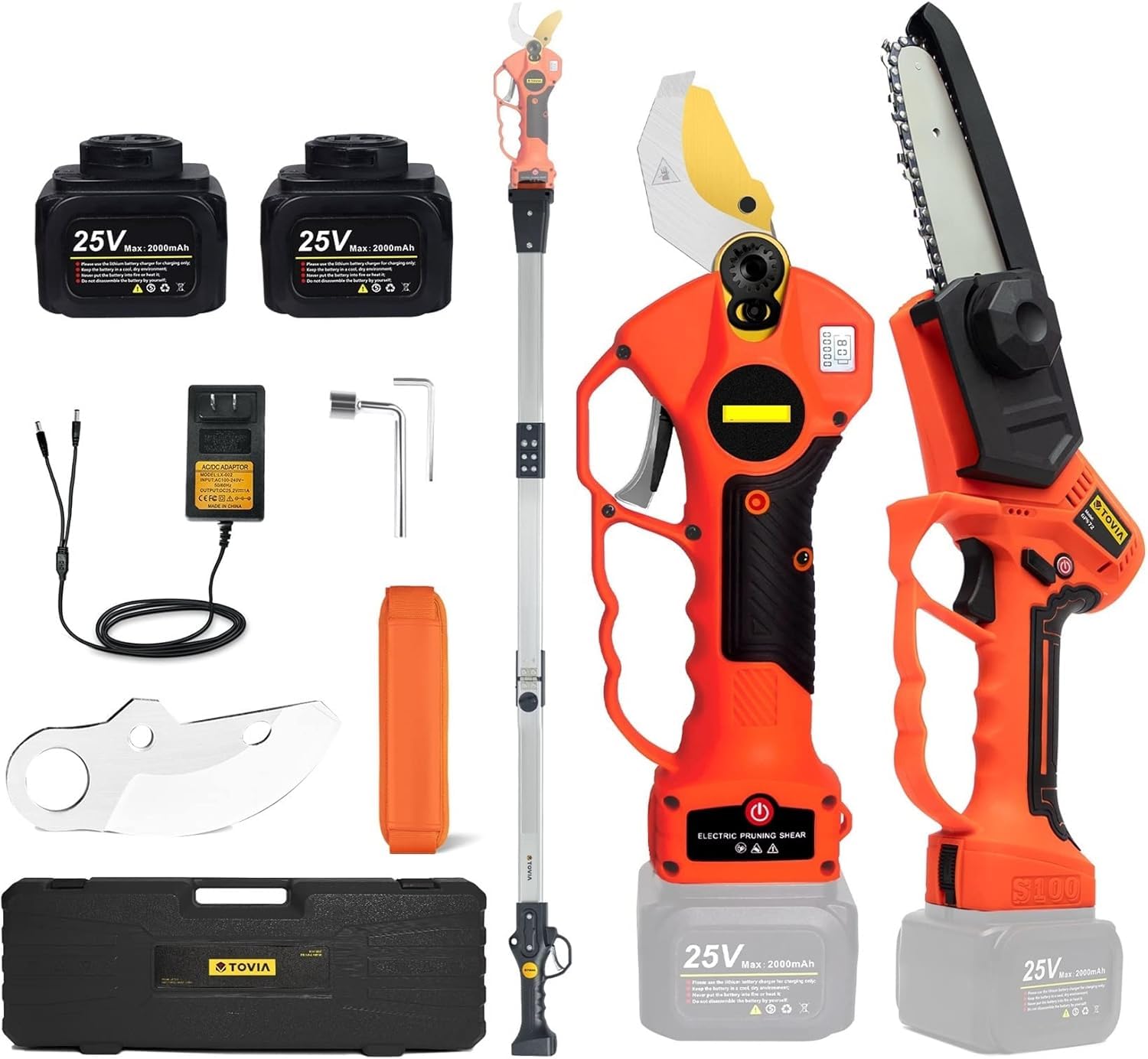 Doskonały Elektryczny sekator bezprzewodowy 25 V, 40 mm, z drążkiem przedłużającym, 5-calowa piła łańcuchowa do cięcia gałęzi bonsai