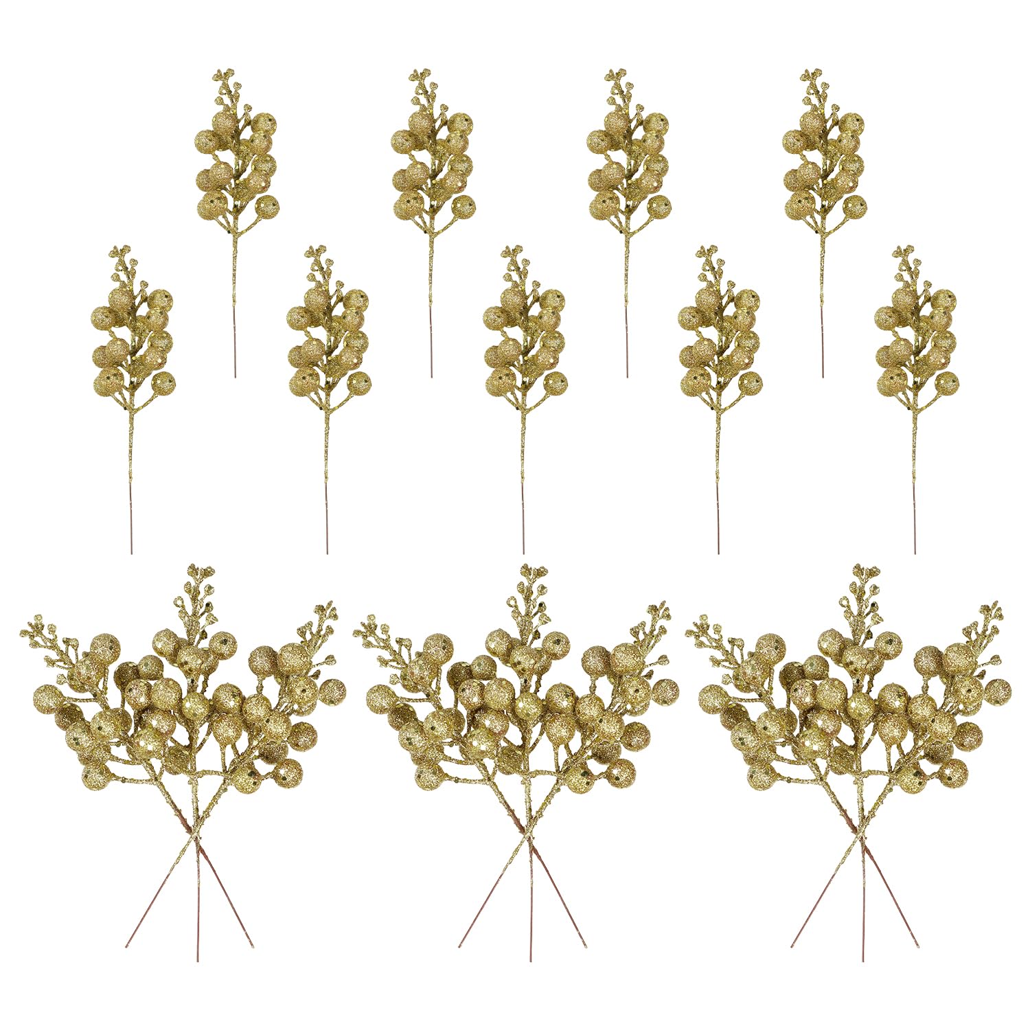 Famibay18pcs Christmas Glitter Berries Stems Christmas Tree Picks Artificial Christmas Picks Holly Berry Twigs for Xmas Tree Ornament DIY Craft Christmas Wreath Garland Winter Holiday Decoration