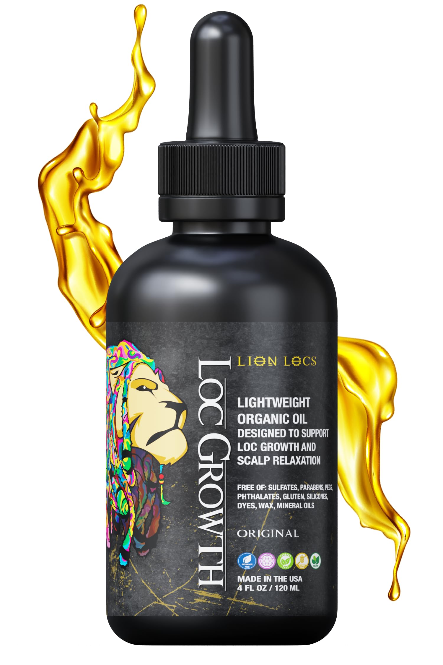 Lion Locs Hair Loc Growth Oil and Scalp Relaxer | Light Styling Oil for Dreads, Dreadlocks, Locks - (4oz)