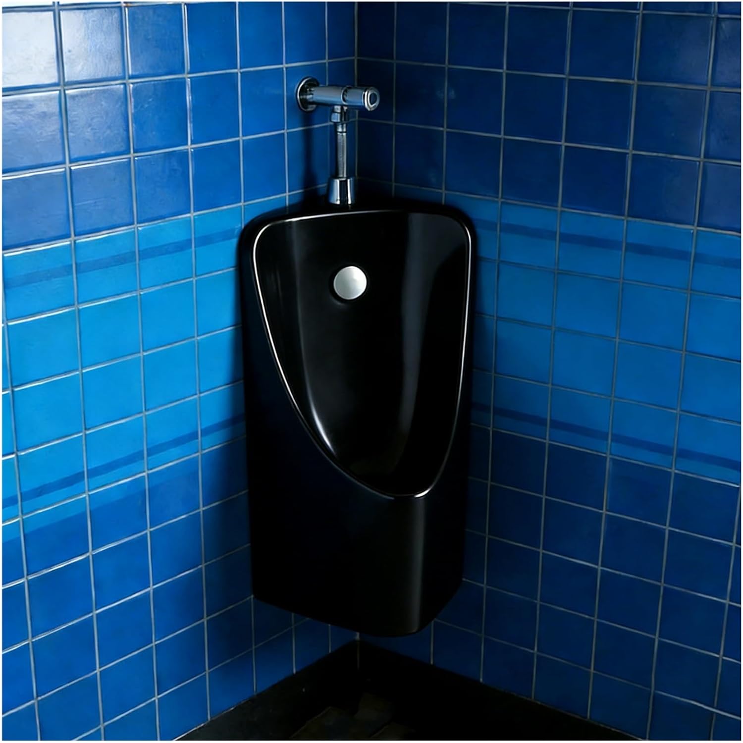 Men's Urinal Spill Proof & Leak Proof, Wall Mount Ceramic Urinal for Men Water-Saving, White & Black Portal Urinal Easy Install and Clean, for All Men(Black)