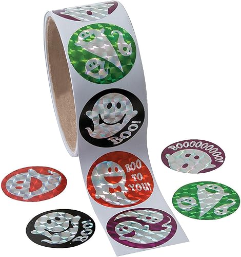 Fun Express - Pegatinas en rollo de prisma fantasma para Halloween - Papelería - Pegatinas - Pegatinas - Rollo - Halloween - 1 pieza