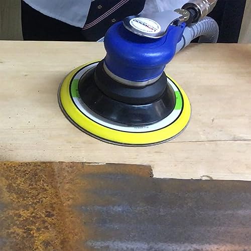 Miniatura 6 de Lijadora orbital aleatoria con manguera y bolsa para el polvo, lijadora de palma neumática con 10 papeles de lija para trabajo de carrocería de