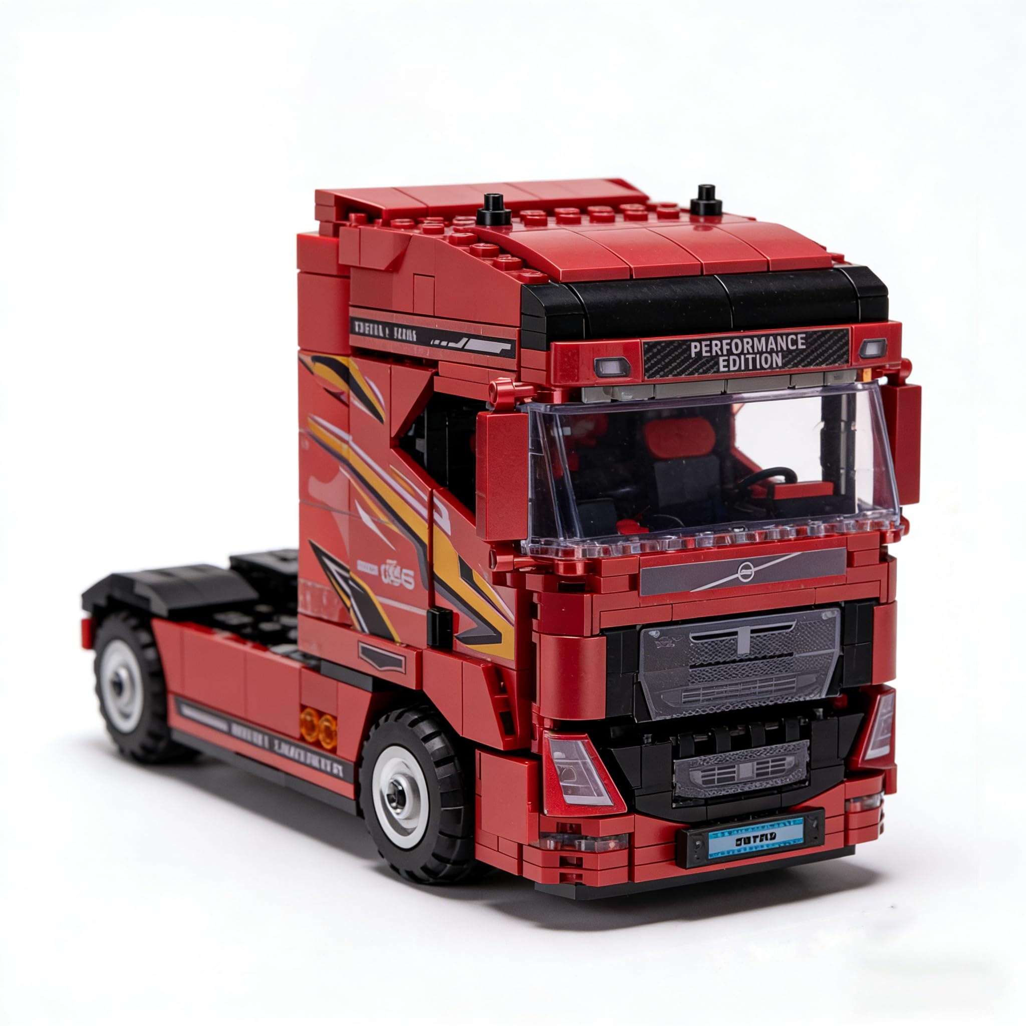 SANFUNET Truck Model Building Kit, 818 PCS 1:24 Scale Red Heavy Duty Tractor Truck, Collectible Construction Toy for Adults