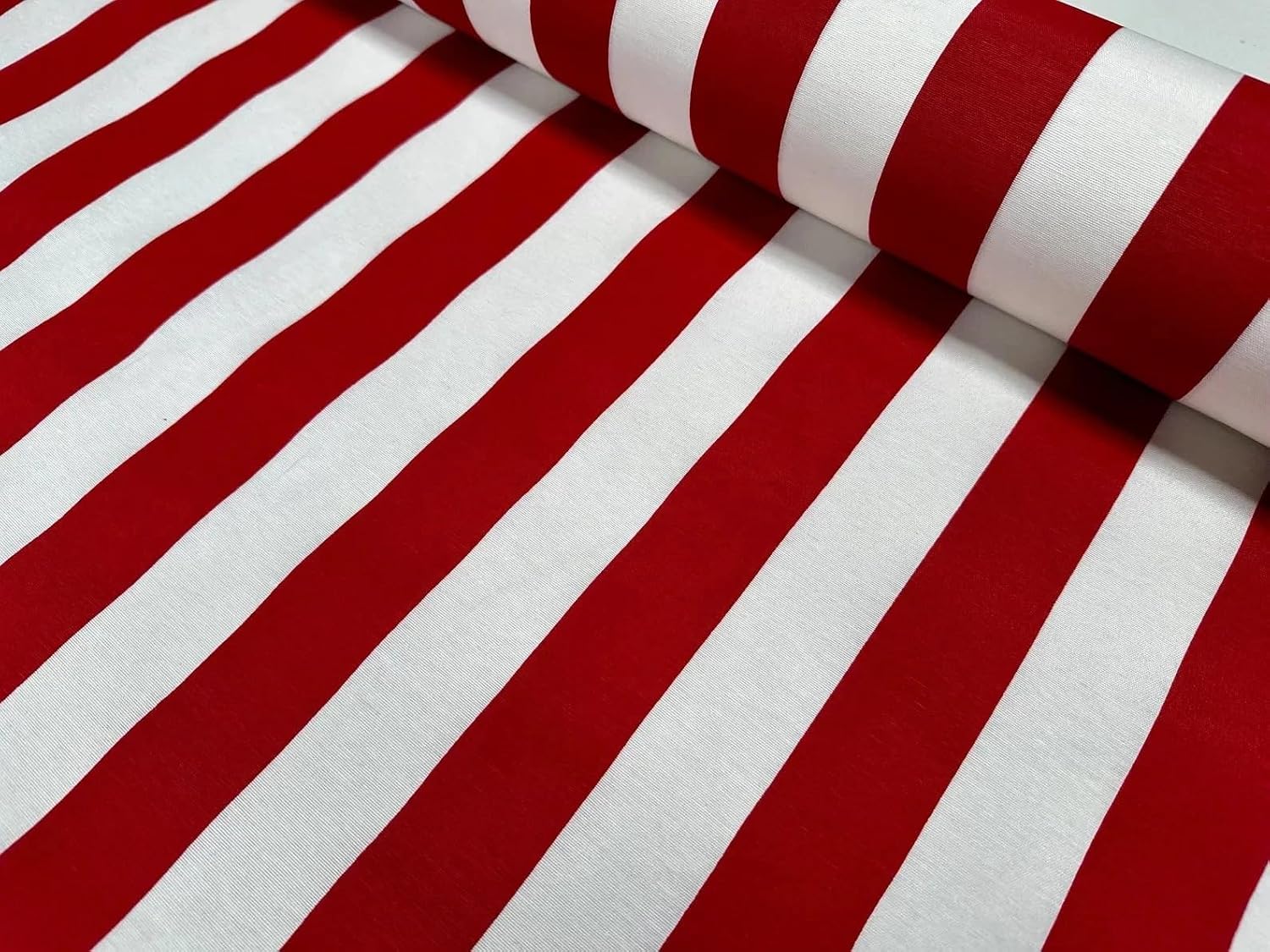 Red White Striped Fabric - Sofia Stripes Curtain Upholstery Material 140Cm Wide