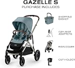 Cybex Gazelle S 2 Stroller – Modular Double Stroller for Infant and Toddler, Includes Detachable Shopping Basket, Over 20+ Configurations, Folds Flat for Easy Storage - Stormy Blue/Taupe Frame
