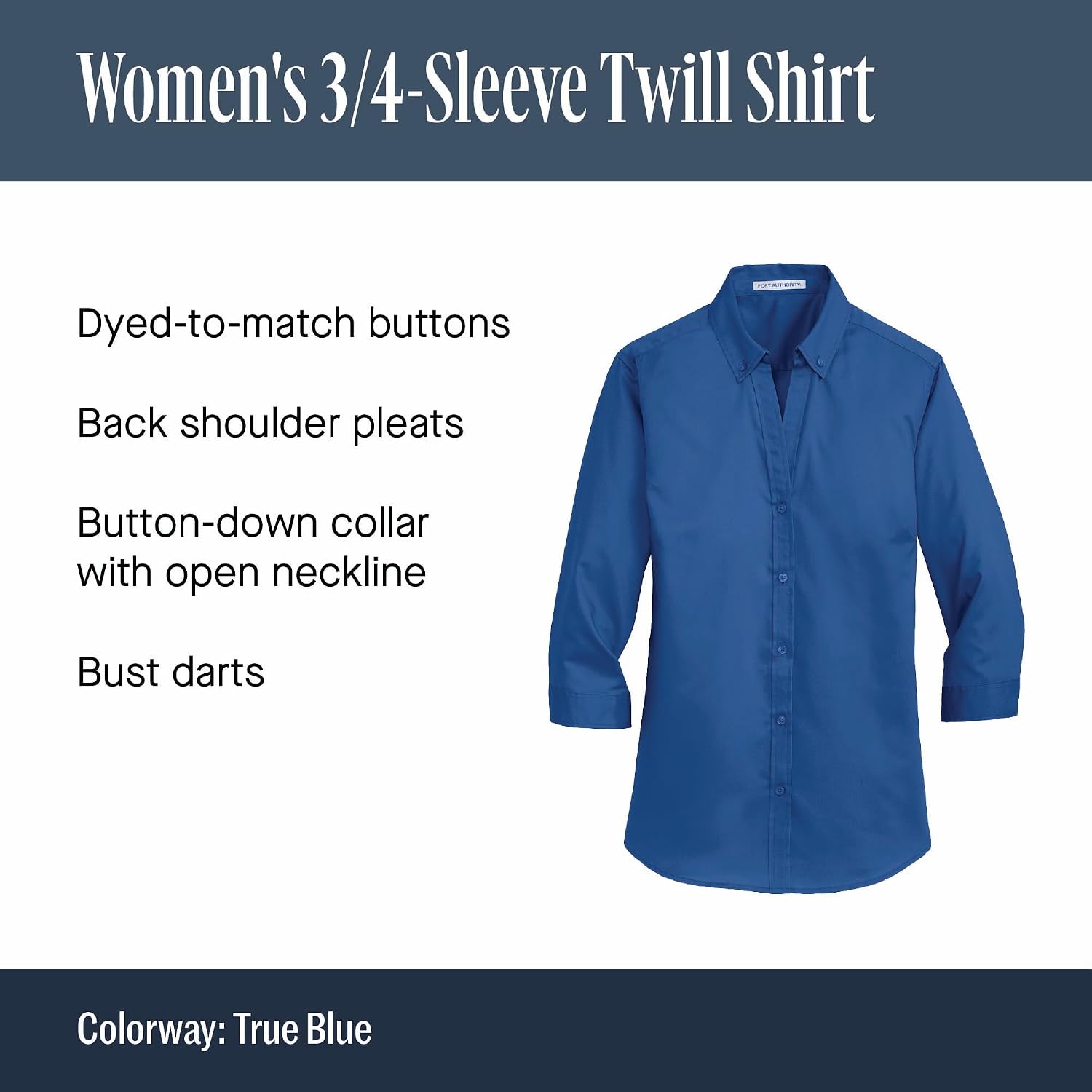 Port Authority Women's 3/4-Sleeve SuperPro Twill Button-Down Shirt