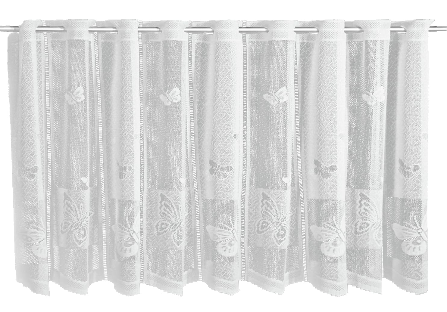 Gardinia Bistro Curtain Jacquard Butterflies White 160 x 60 cm