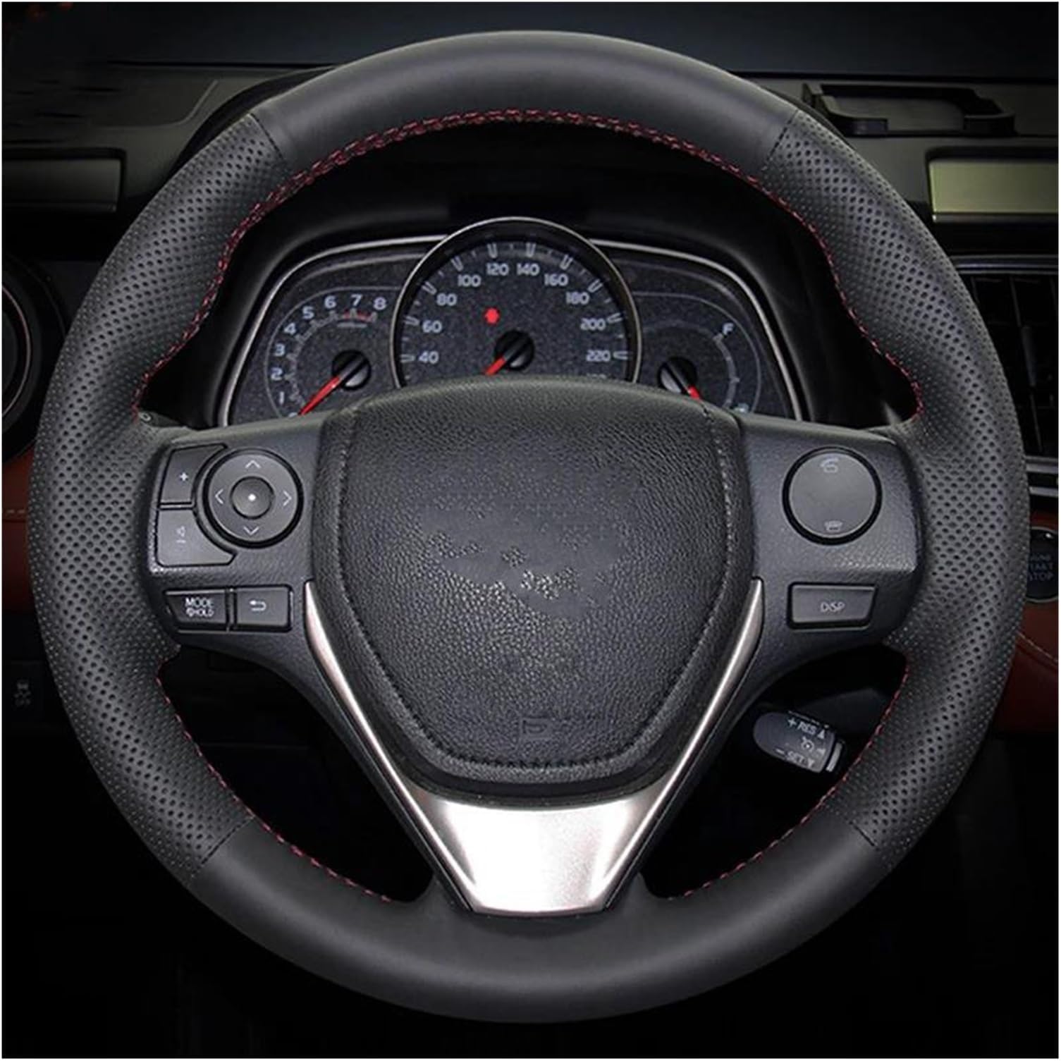 Anti-Scratch Steering Wheel Cover Microfiber Leather Car Steering Wheel Cover For Toyota For RAV4 2013-2018 For Corolla 2014-2017 For Auris 2013-2016(White Thread)
