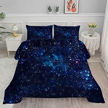 Blue Starry Sky Comforter Twin XL / Twin Duvet Insert, Lightweight Boys Astronomy Hobby Bedding Comforters for All Season, Quilt Bedding Set - 1 Reversible Comforter Full Duvet Insert + 2 Pillowcases