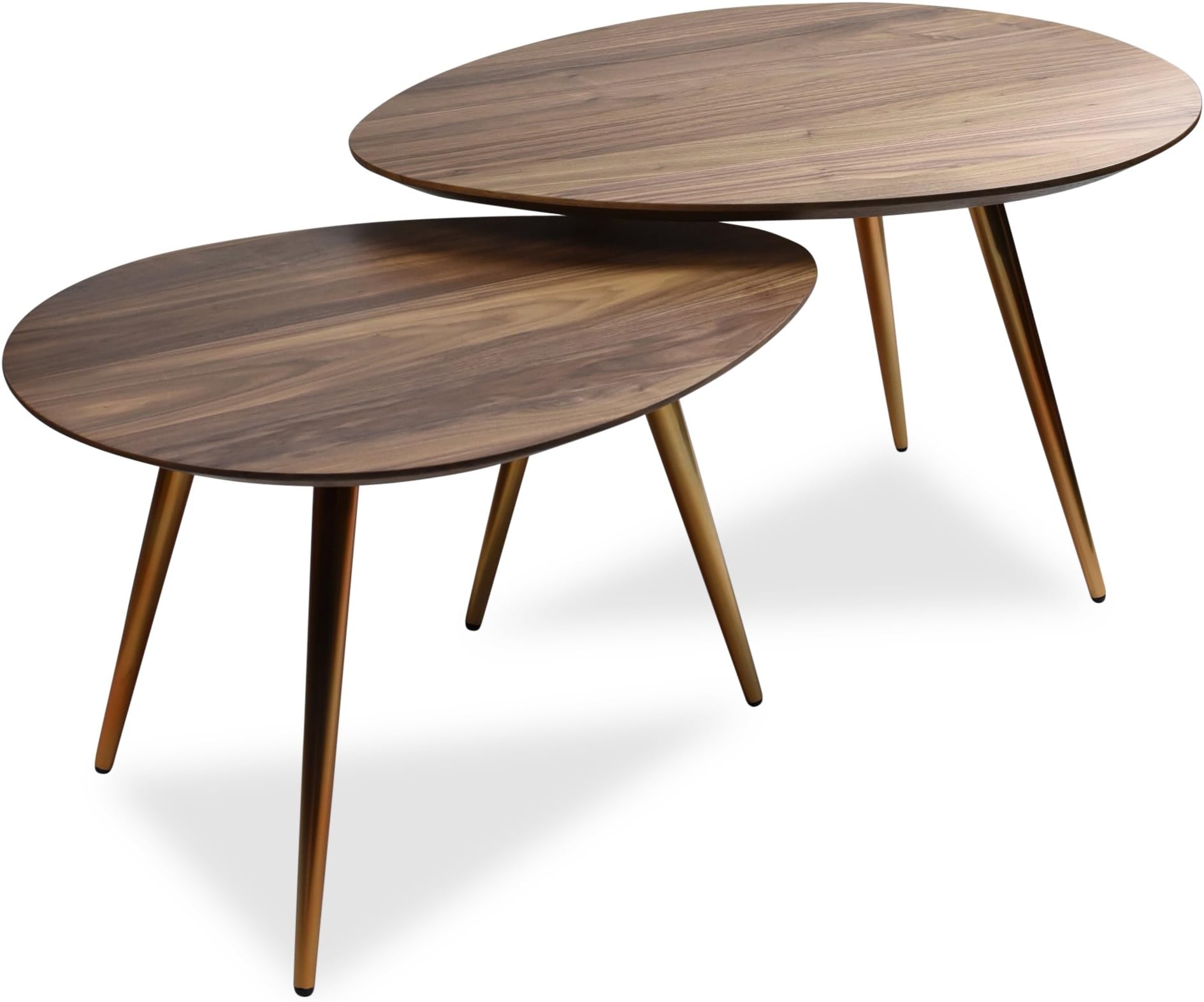 Mid Century Modern Coffee Table Set by Edloe Finch - Coffee Tables for Living Room - Contemporary & Retro Low Walnut Wood Midcentury Nesting Table - 2 Piece Set