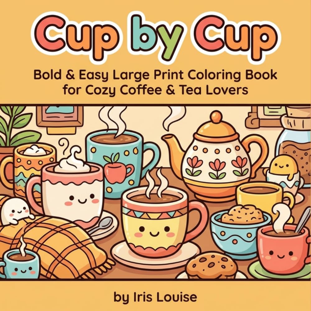 Cup by Cup: Bold & Easy Large Print Coloring Pages for Cozy Coffee & Tea Lovers