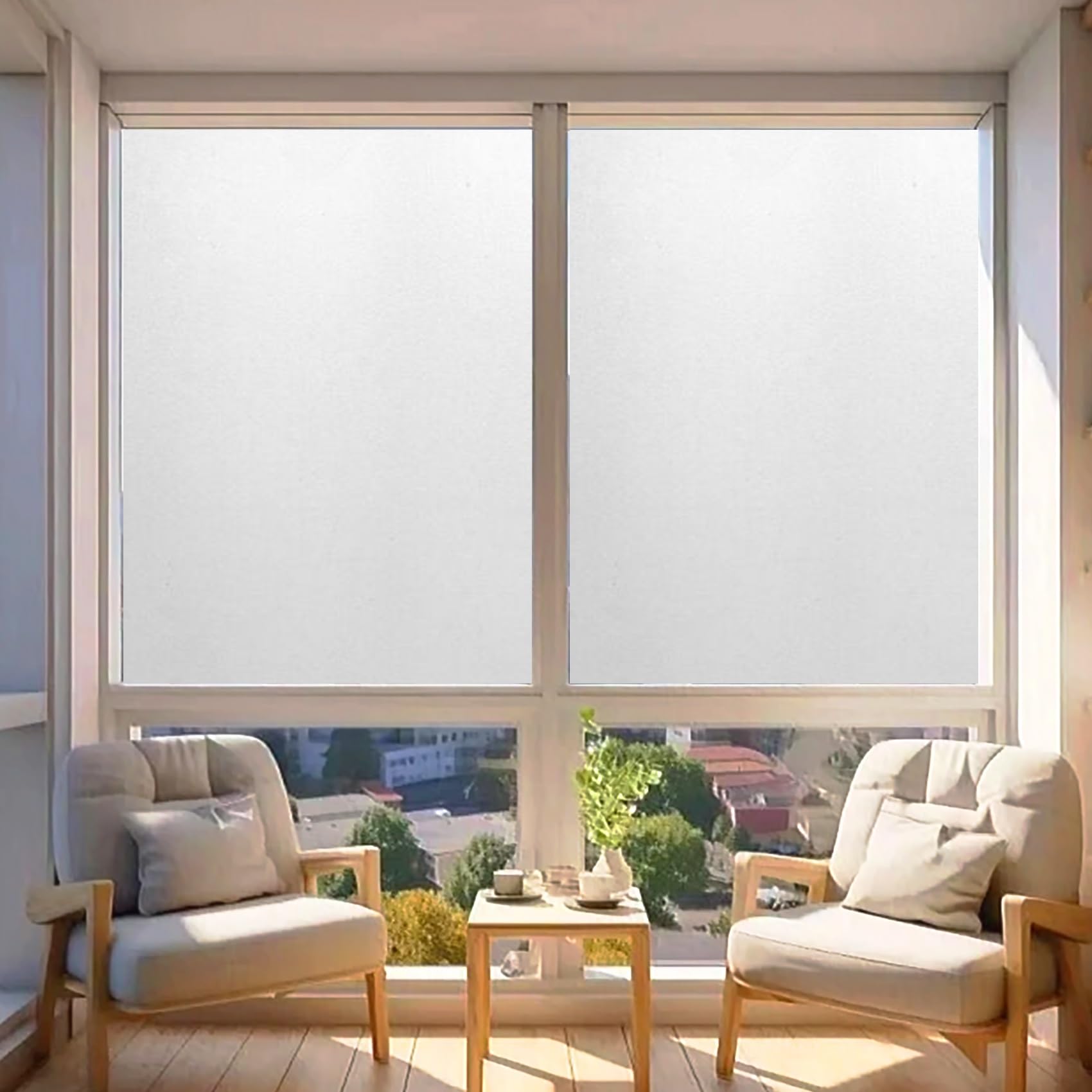 Window Film Privacy Stripe 120 x 100 cm, No Glue Window Sticker, Privacy, Opaque, UV Protection, Static Cling, Reeded Glass Opaque Window Film with Toolkit for Window, White frosted