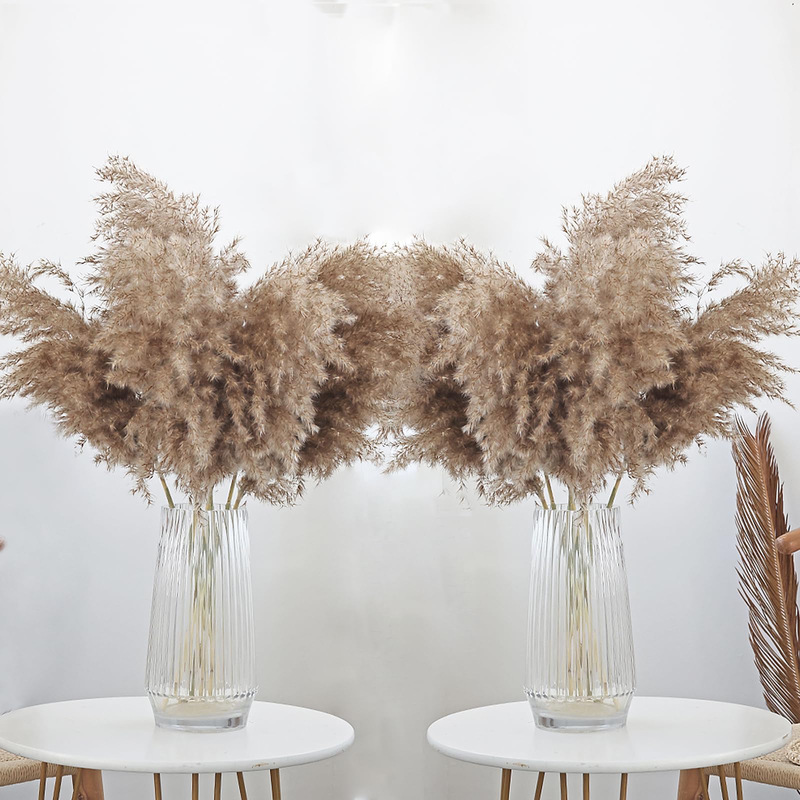 30 Stems 28” inch Fluffy Brown Pampas Grass Decor Tall - Natural Dried Pampas Grass, Large Pompas Grass, Dry Pampas Bulk for Living Room Decor, Boho Home Decor , Wedding Decor , Gift( 30 Brown )