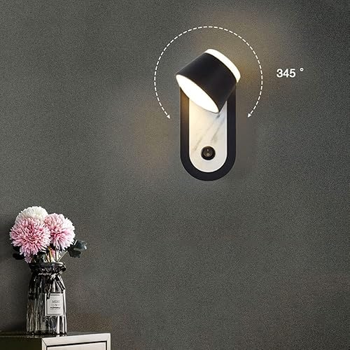 Miniatura 6 de Lámpara de pared LED ajustable de 7 W, apliques de pared con interruptor, luz cálida, 3000 K, lámpara acrílica de metal creativo, lámpara de pared