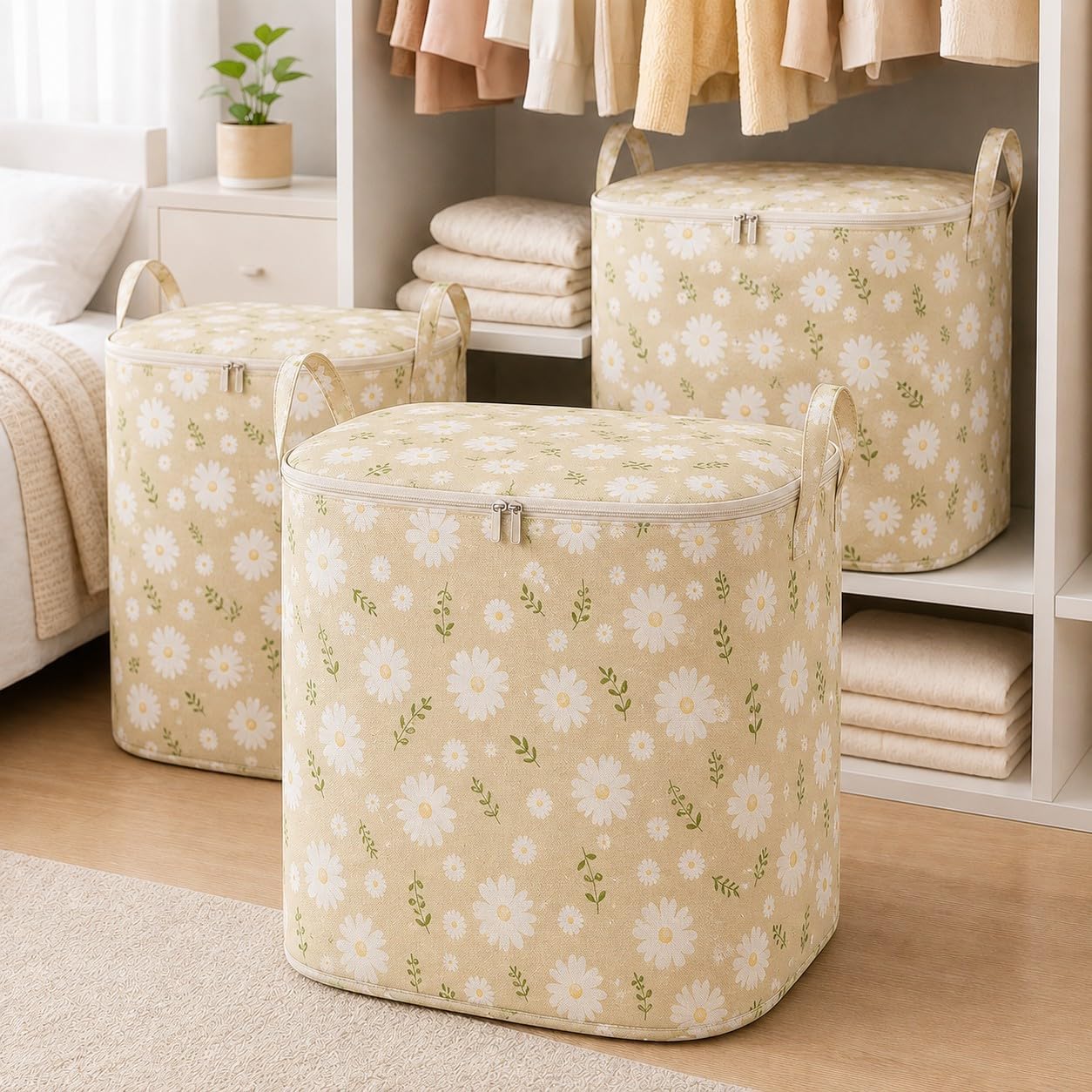 180L Large Storage Bag, Extra Large Clothes Storage Organizer with Zipper and Reinforced Handles, Foldable Blanket Quilt Comforter Storage Bag for Closet, Bedroom and Home Organization