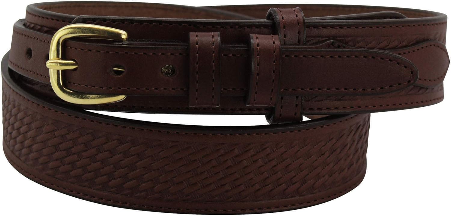 Bullhide Belts Mens Basket Weave Leather Belt, 1.5" Wide
