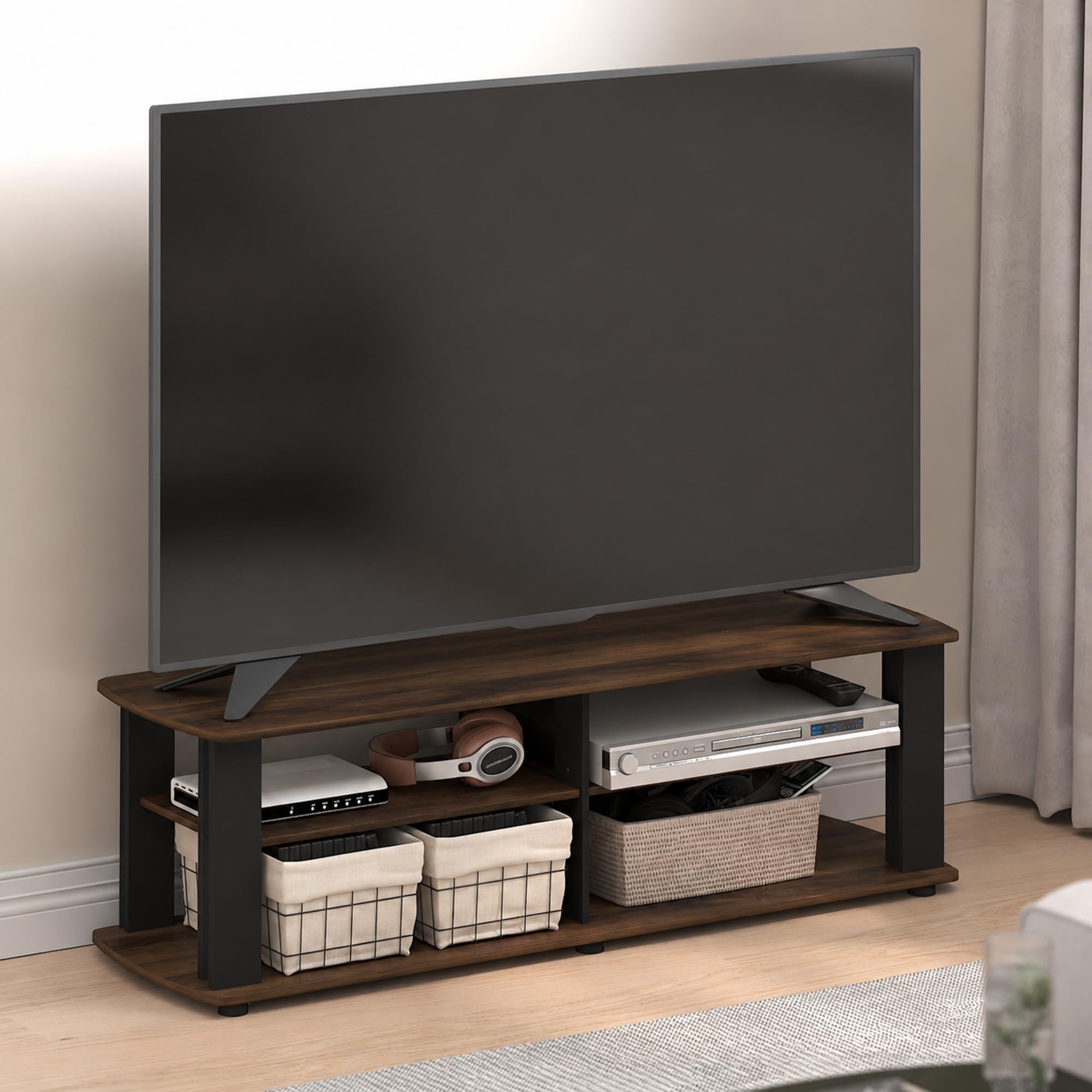 Furinno Turn-N-Tube - Mobile TV a 3 livelli, colore: marrone noce