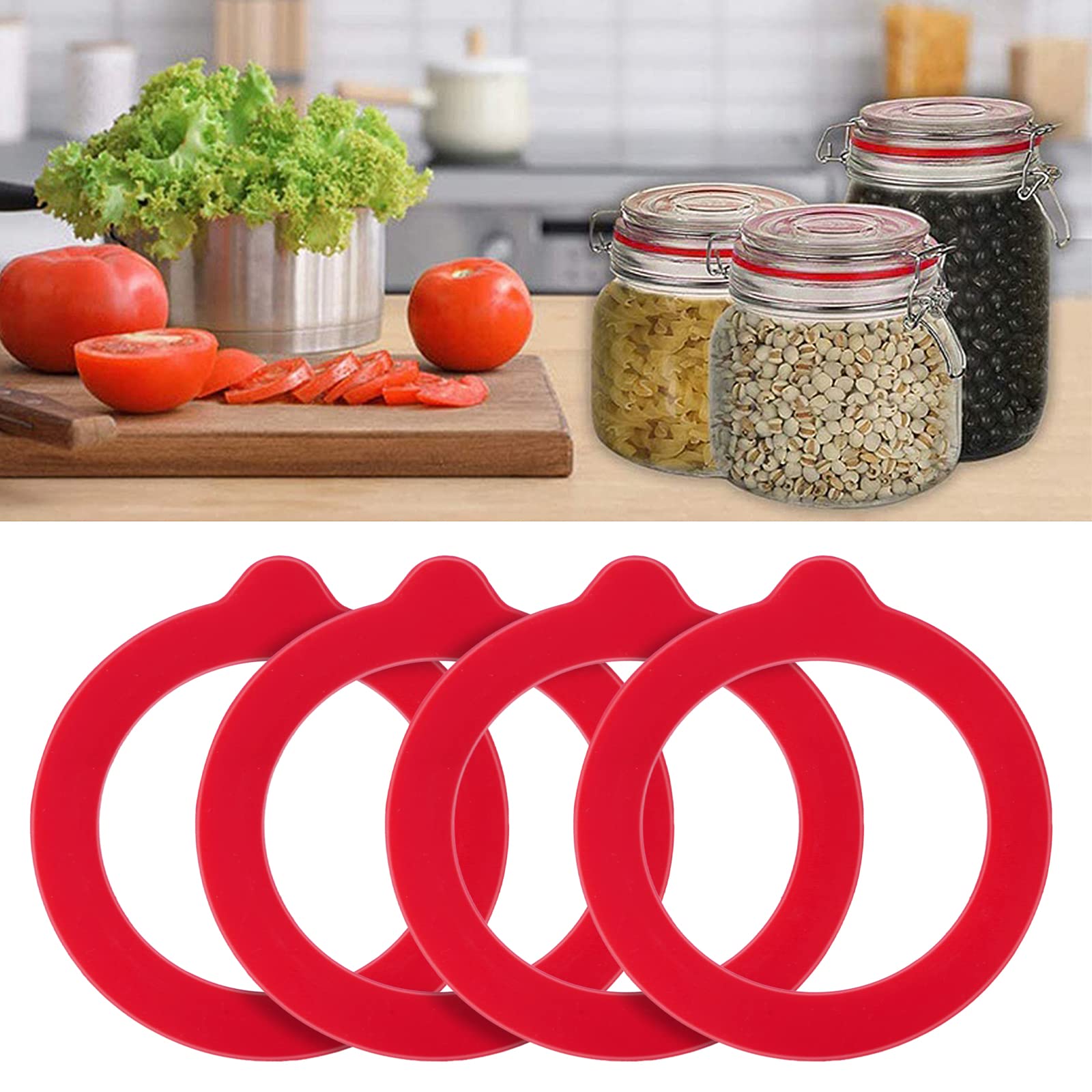 Canning Seals Rubber Gasket Rings - 8 Pack Silicone Jar Seals For Mason Jars