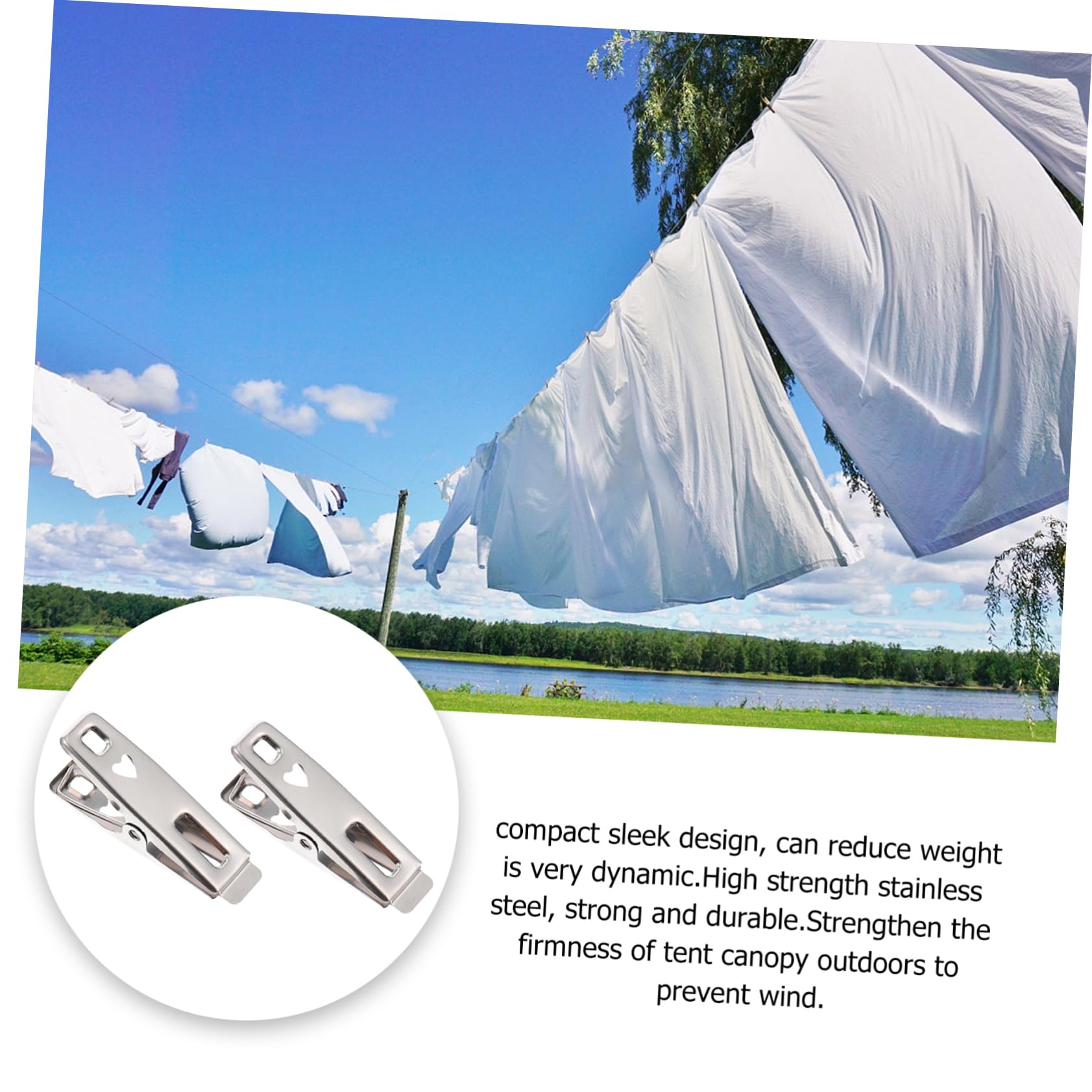 PRETYZOOM 60pezzi Clip Per Asciugatura Impermeabili Acciaio Inossidabile Mollette Resistente Per Piumoni e Biancheria Antivento e Multifunzionali Per Casa e Giardino