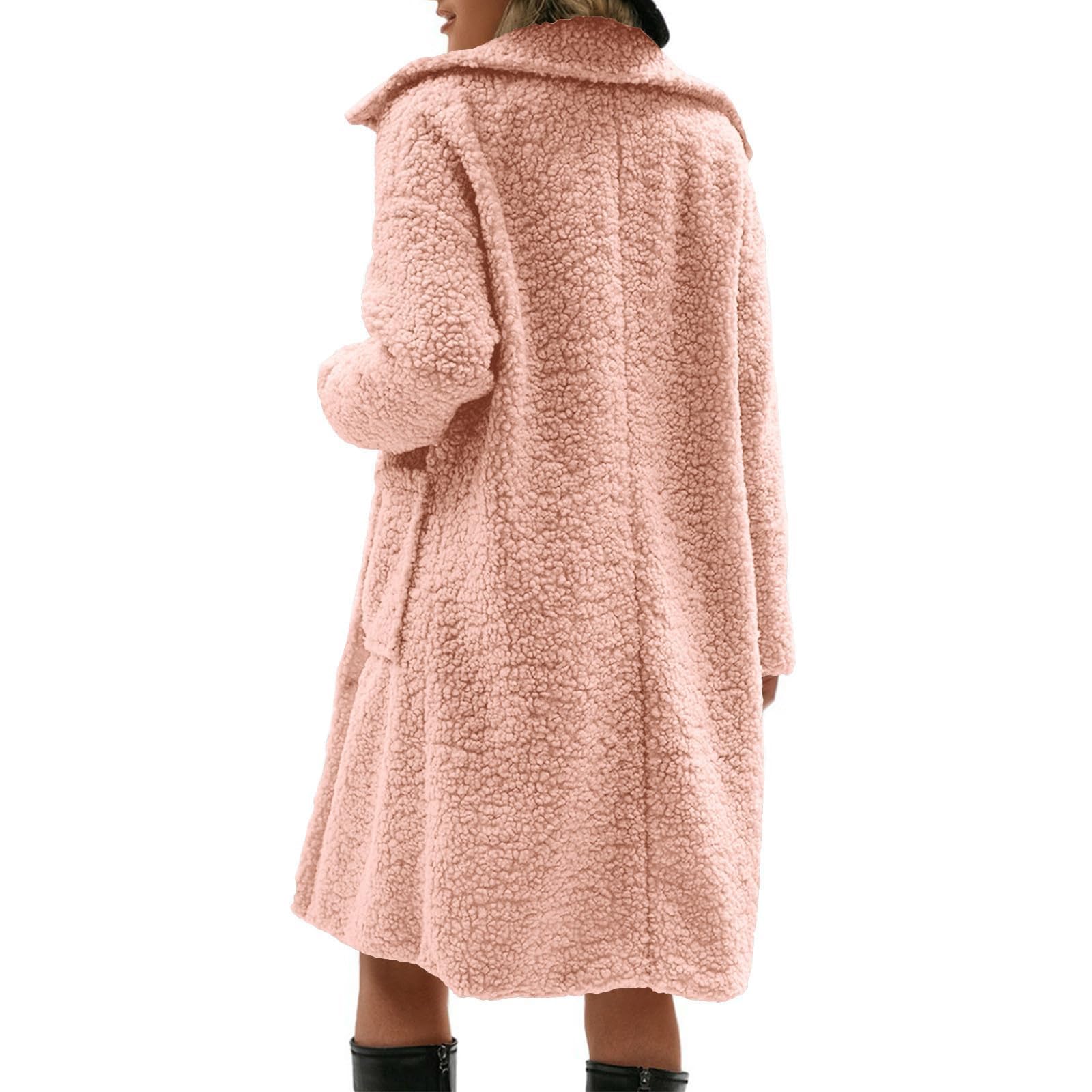 Generisch Winterjacke Damen Warm Teddyjacke Mit Knöpfen Wintermantel Lang