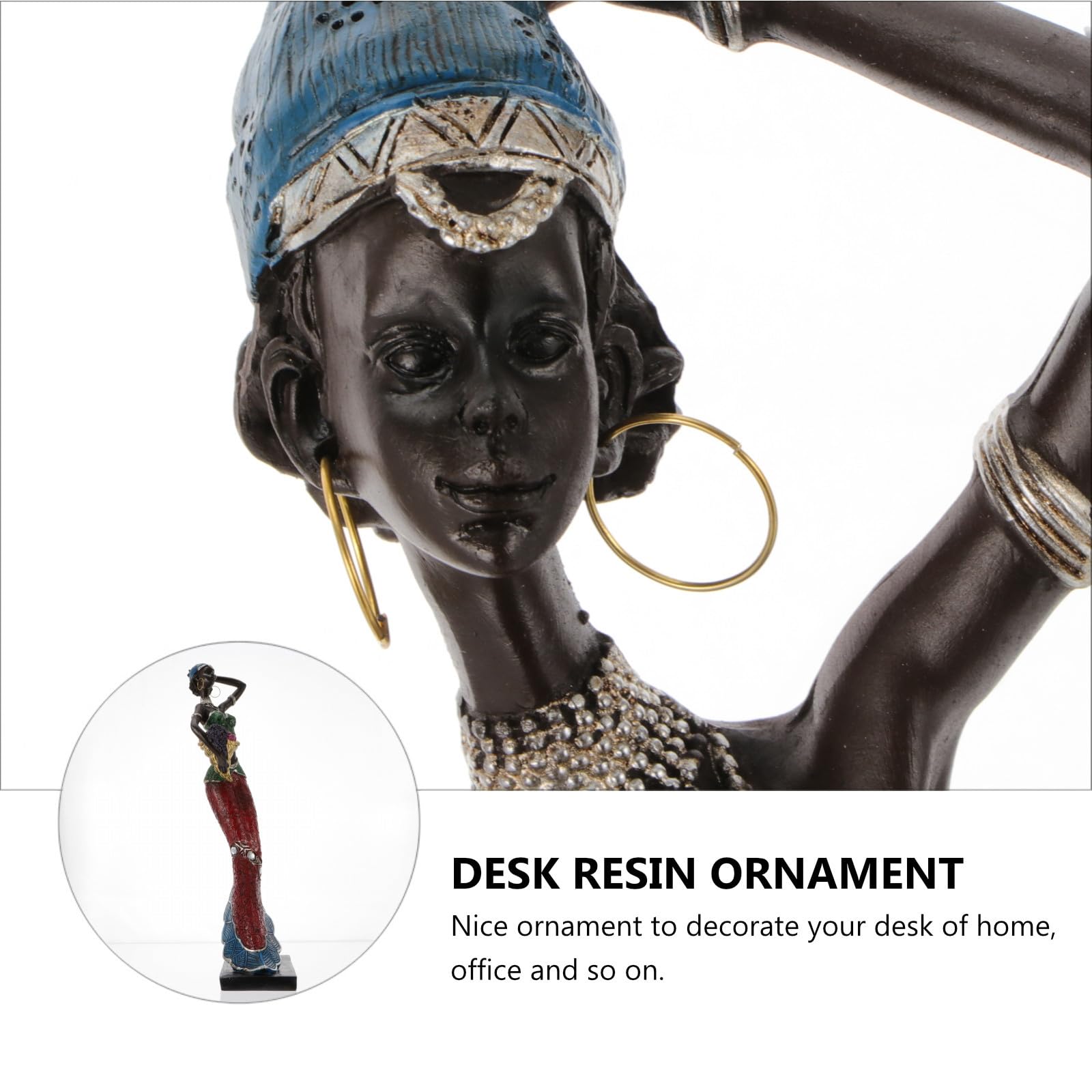 CRAFTHROU Statue Décorative Femme Africaine, Figurine Décorative en Résine, Style Ethnique, Sculpture Artisanale pour Décoration Intérieure, Maison et Hôtel