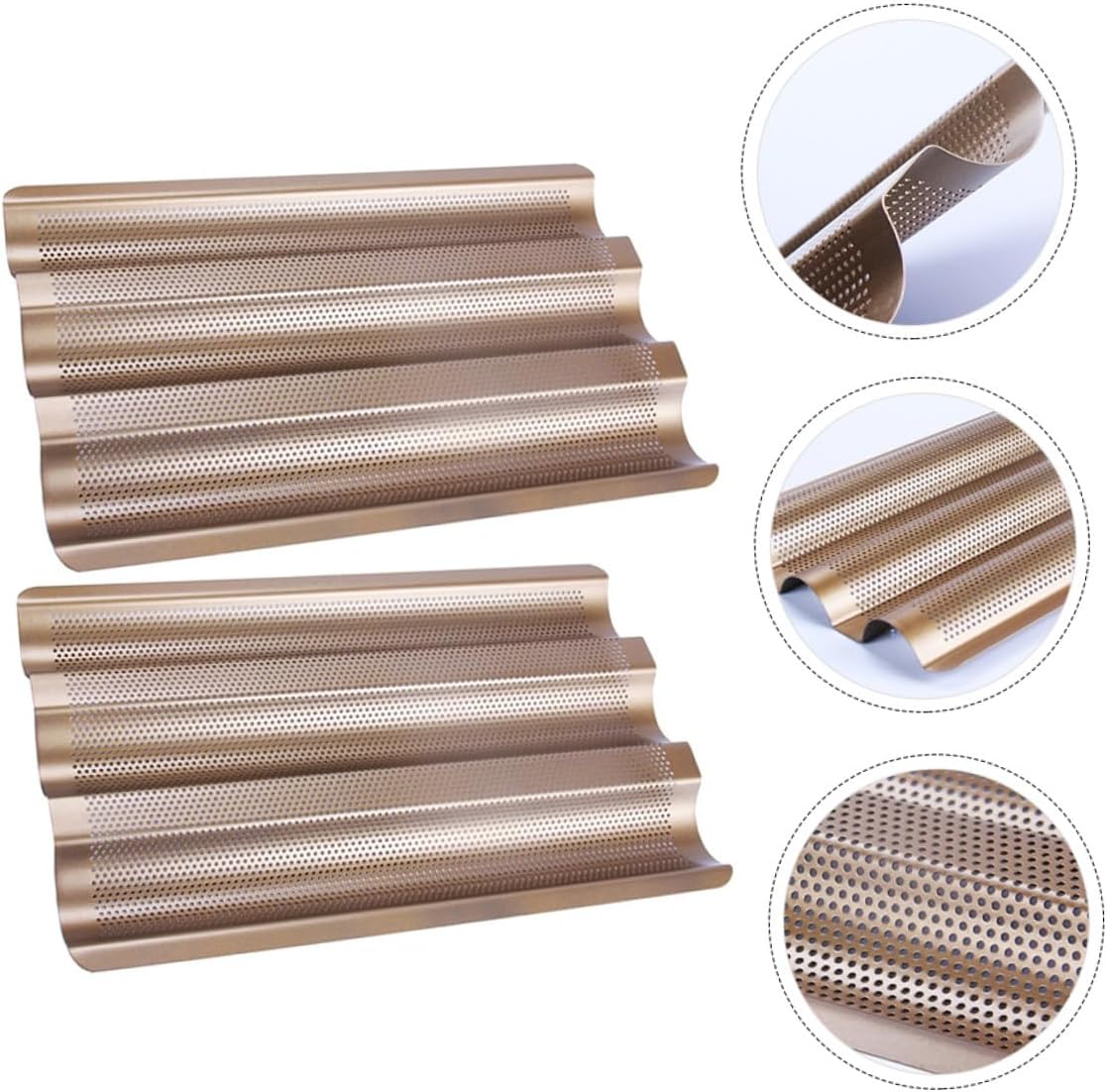 Mobestech 2Pcs Nonstick Carbon Steel French Bread Baking Tray Small Loaf Mold for Homemade Baguette Sticks Bakeware for Kitchen Bakery and Dessert Shop Use