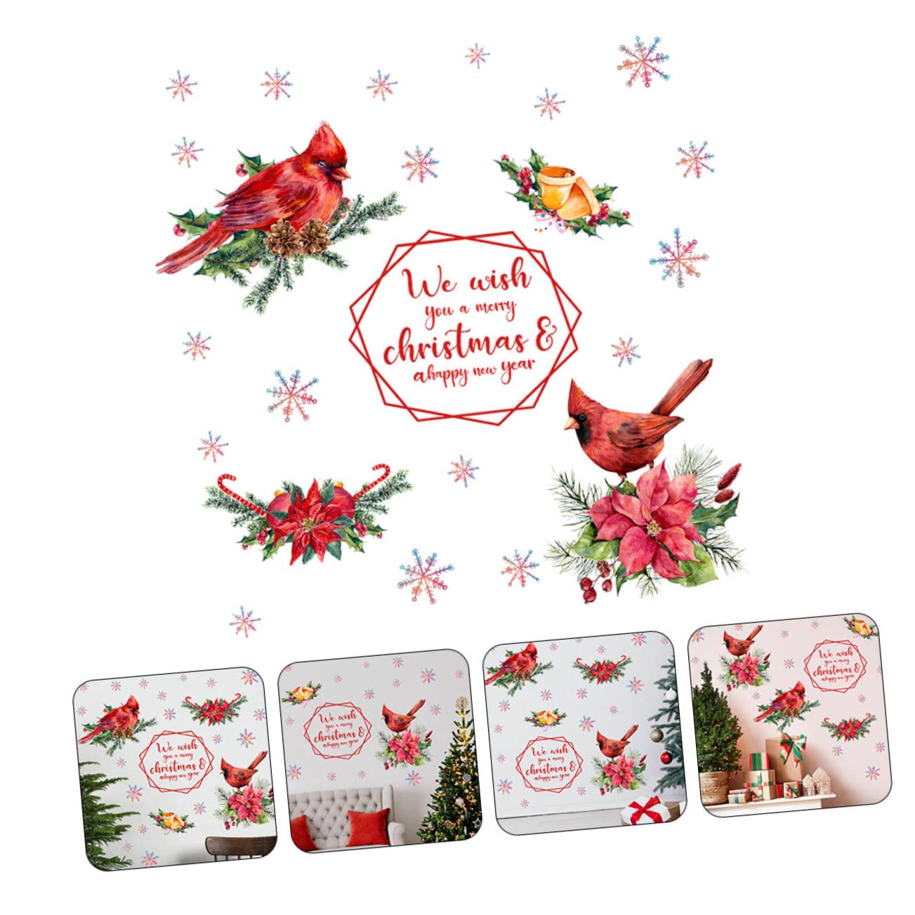 jojofuny 5blätter Weihnachtliche Fensteraufkleber Selbstklebende Wanddeko Mit Weihnachtsmotiven Für Fenster Türen Und Wände Für Festliche Anlässe Und Kreative Dekoration