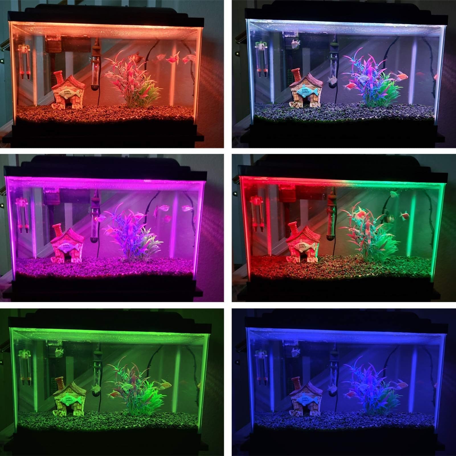 Oświetlenie akwariowe RGB - Taśma świetlna LED do akwarium, wodoodporny pasek IP68 z automatycznym włączaniem/wyłączaniem i regulacją jasności za pomocą ściemniacza (28 cm (110-240 V))