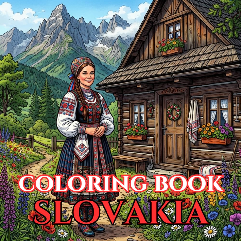 Slovakia Coloring Book for Adults: Relaxing Scenes of Fairy-Tale Castles, High Tatras, Folk Villages, Historic Towns, and Slovak Traditions (Adult Coloring Book. World Series.)