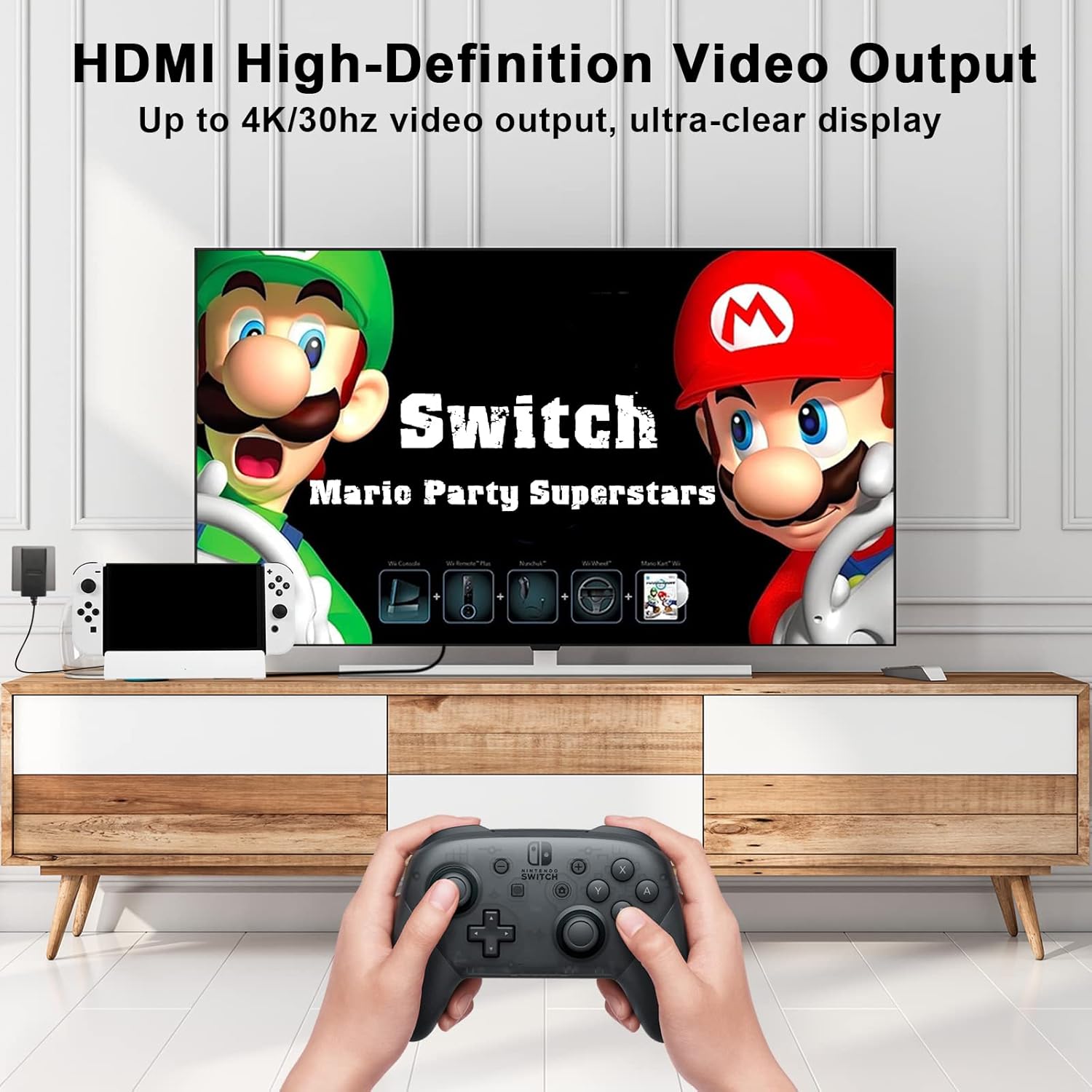 KEKUCULL Docking Station for Switch, Portable Charging OLED Switch Dock, Compact TV Dock with 4K HDMI Output, Replacement Compatible with Official Switch Charger Dock (White) : Video Games