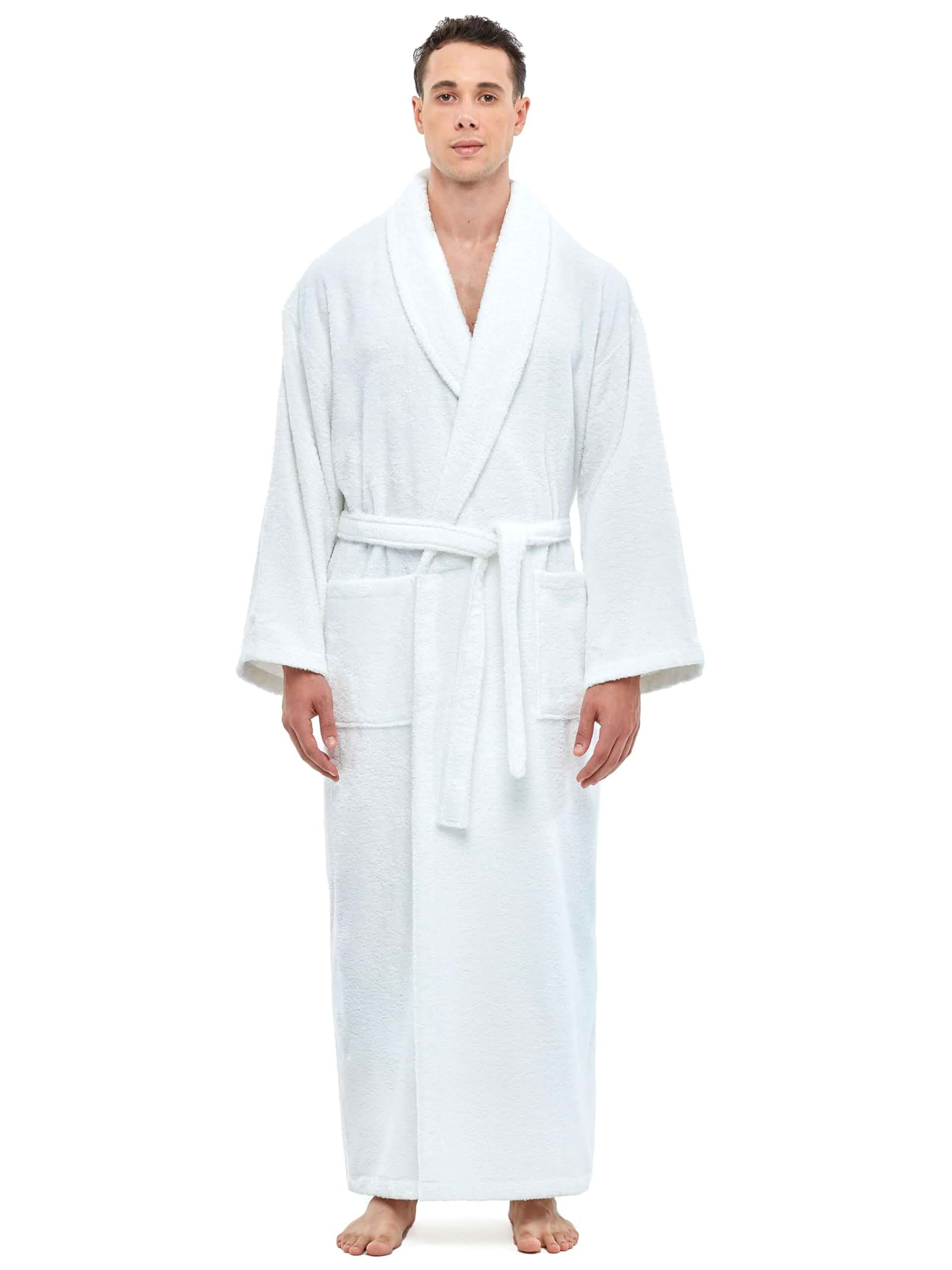 Arus Men's Shawl Collar Robe, Turkish Terry Cotton Bathrobe with Regular and Full Length Options