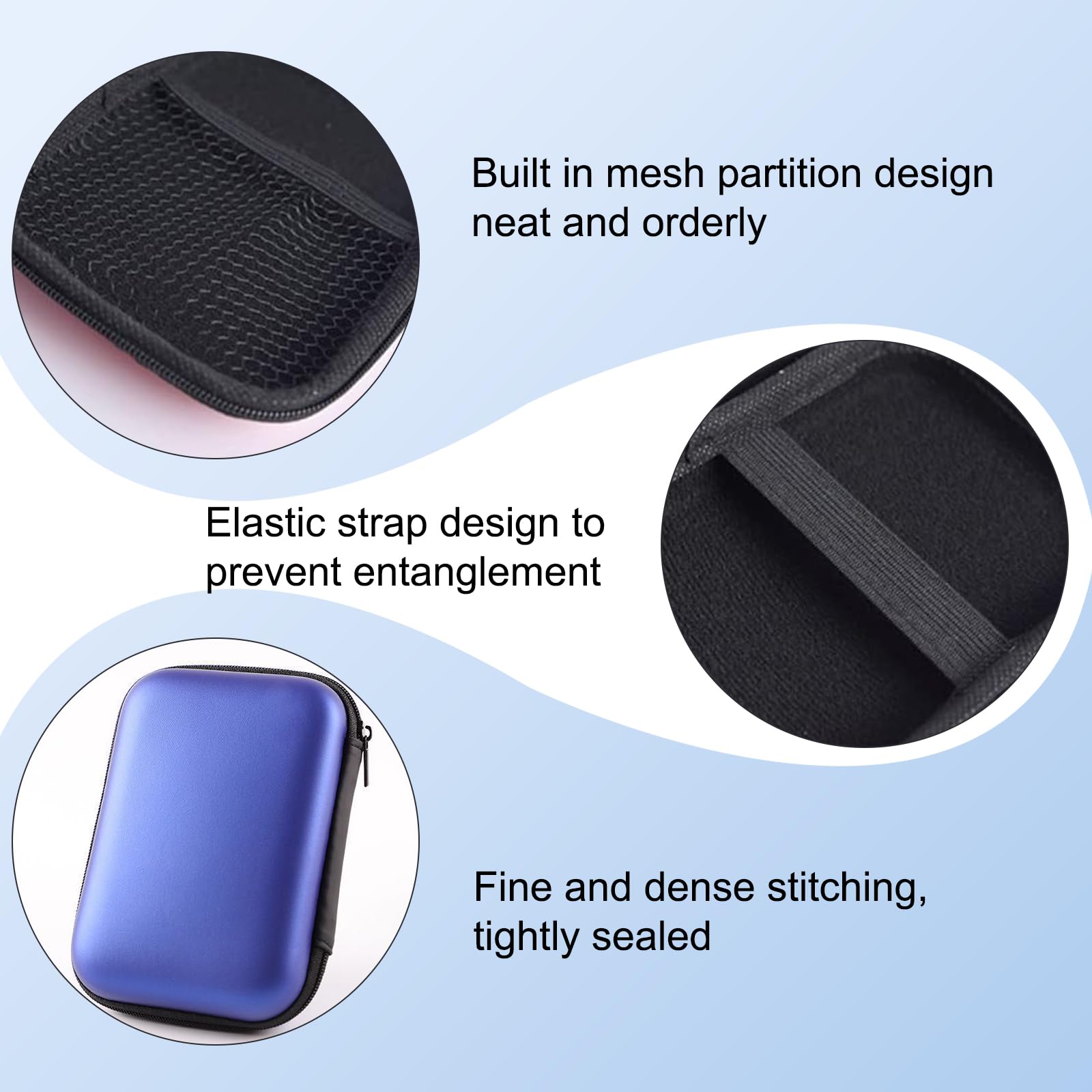 Custodia per Hard Disk Esterno 2.5'',Custodia Hard Disk Esterno 2.5"per SDD HDD caso, Memoria Esterna Portatile Disco Esterno Protettiva Borsa Antiurto Rigida Cover Case,blu