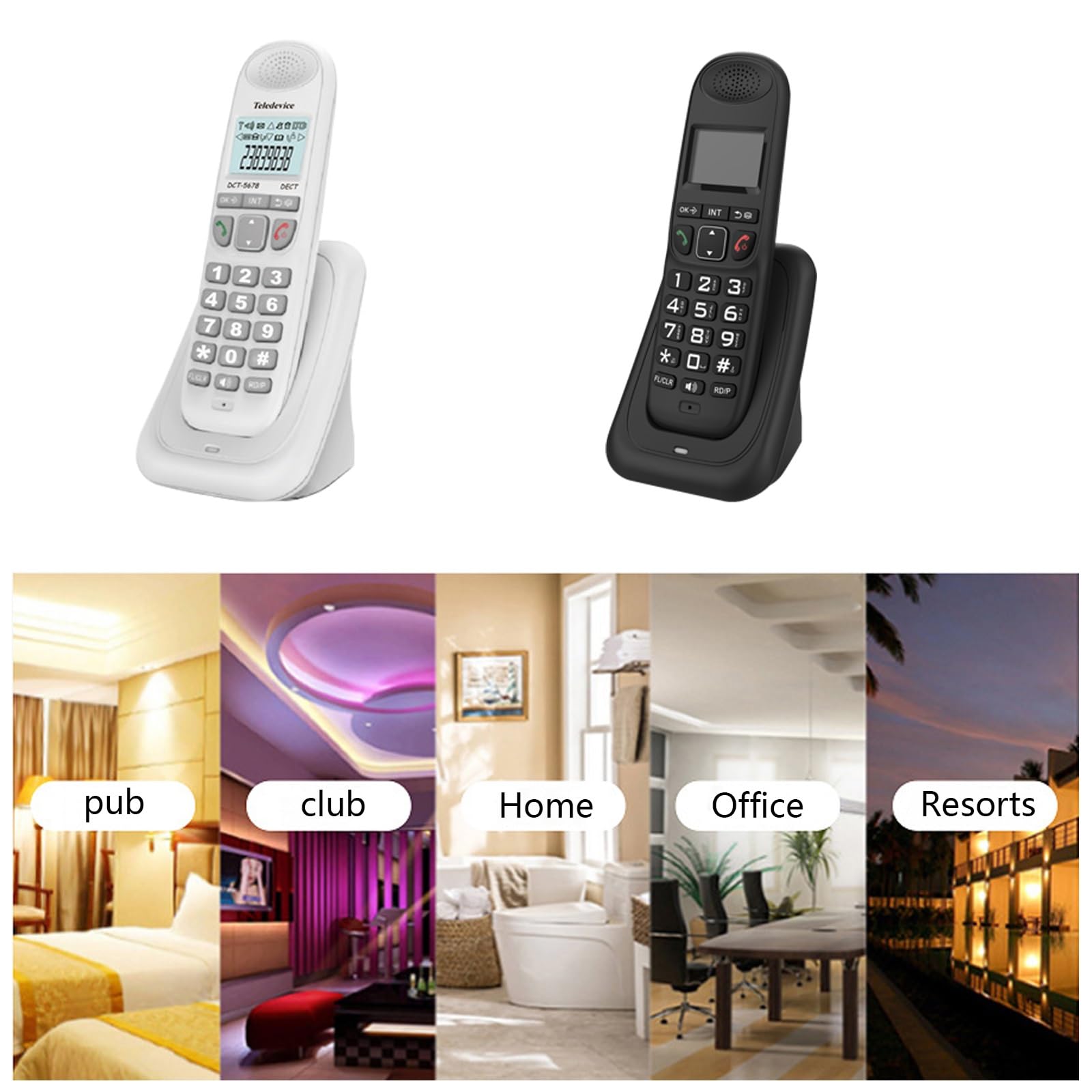 Téléphone de bureau au design rétro classique, téléphones fixes avec affichage rétroéclairé pour bureau à domicile, téléphone terrestre pour contrôle du volume à la maison (blanc)