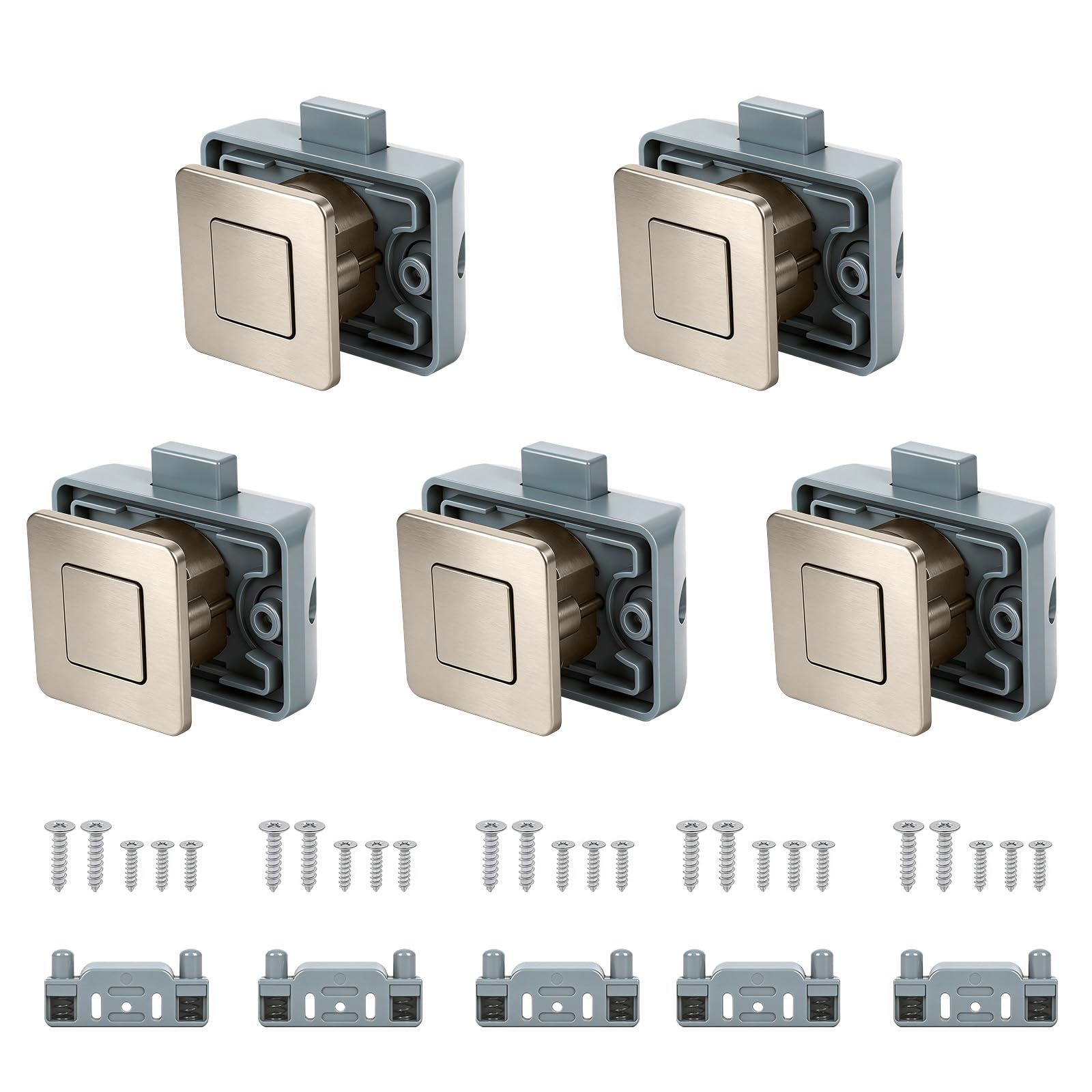 Opaltool Metal Push Button Cabinet Locks, Keyless Square Door Lock for Caravan Motorhome Camper Van Boat Cupboard Door
