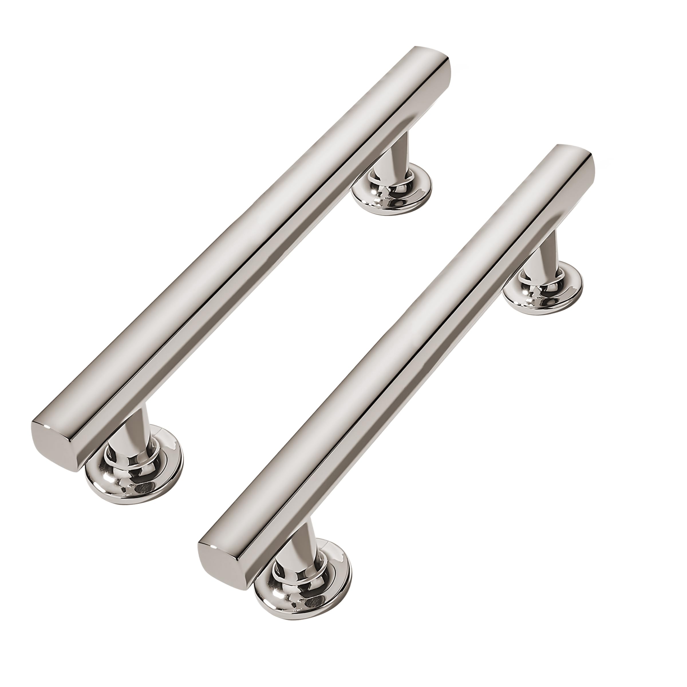 CABDM 3 inch (76mm) 10 Pack Polished Nickel Cabinet pulls Solid Heavy-Duty Handles Hardware for Kitchen Badroom Drawer Square Pulls Cupboard Cabinets