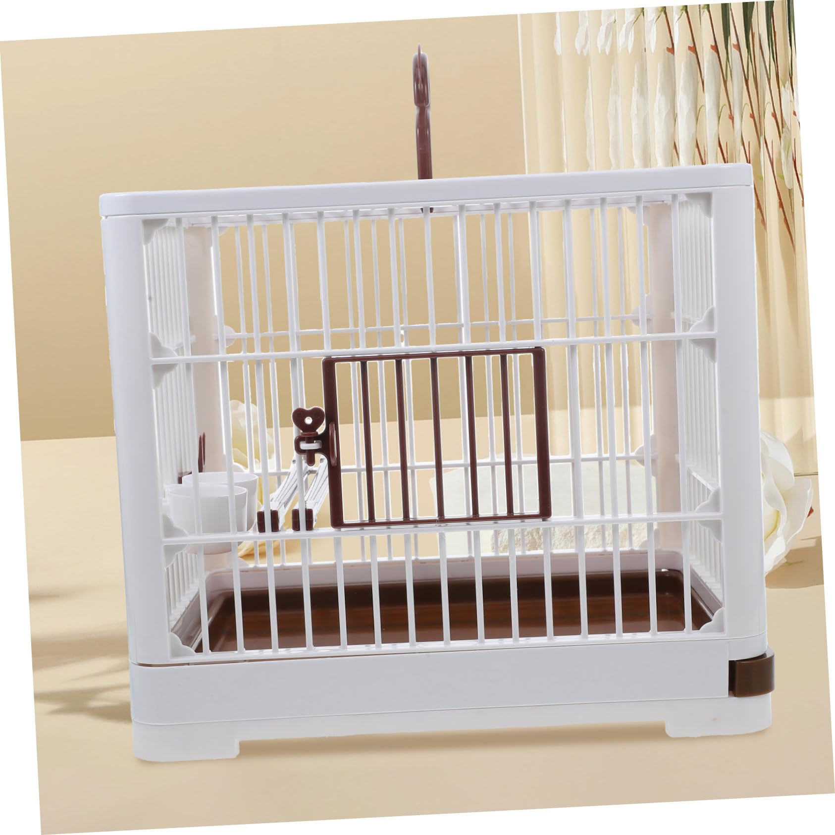 Happyyami Tragbarer Vogelreisekäfig Abs Abnehmbare Bodenschale für Kleine Vögel und Tauben Belüftungsöffnungen für Reise und Outdoor