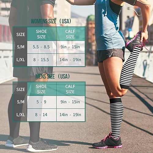 Miniatura 44 de Paquete de 3 pares de calcetines de compresión médica para mejorar la circulación de mujeres y hombres, para correr, hacer deporte y amamantar