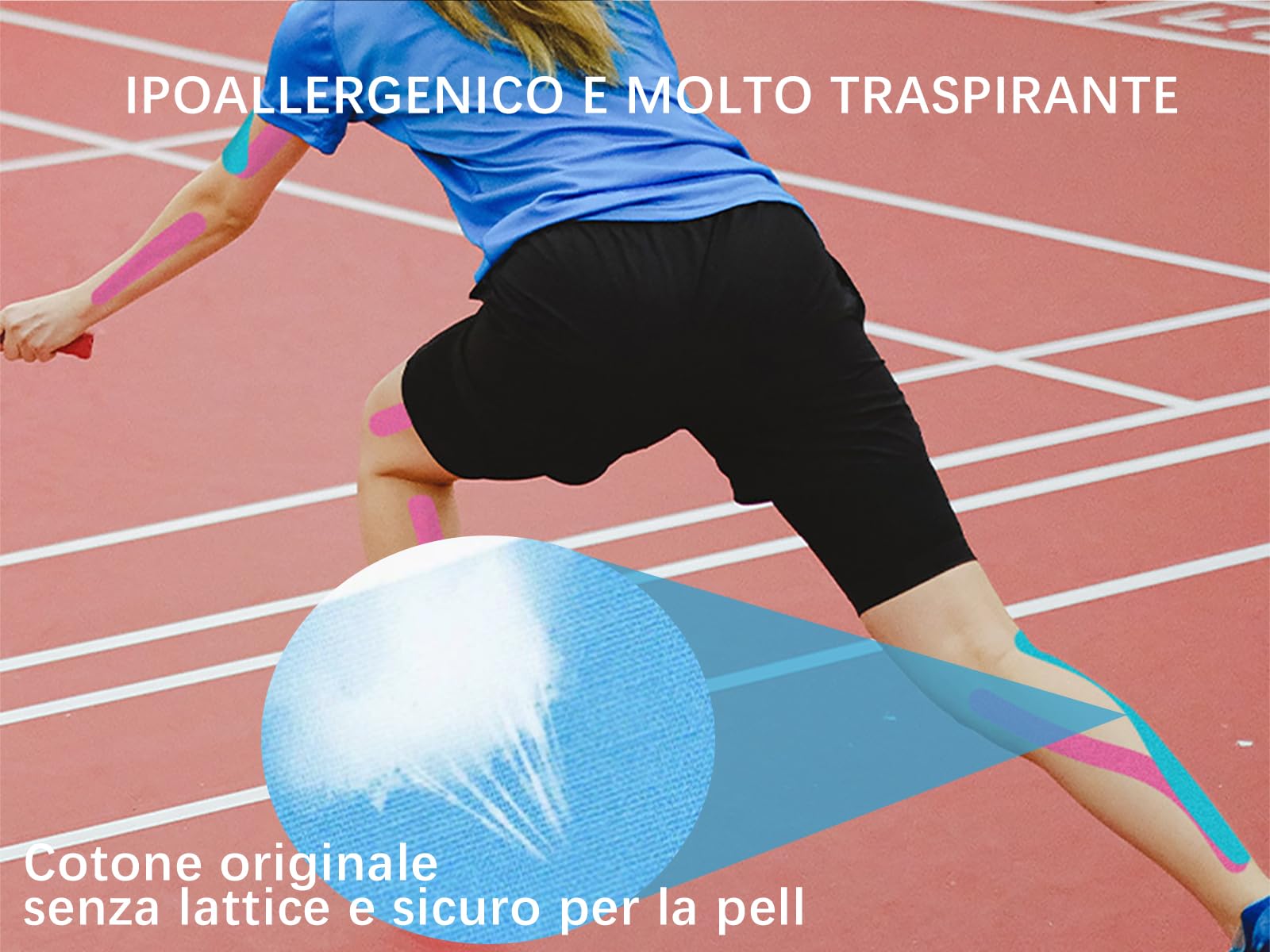 Tigratigro Kinesio Tape,3 Rotoli 5cm x 5m,Nastro Kinesiologico Sportivo per Dolore Muscolare, Ginocchio, Spalla, Gomito - Bendaggio Elastico e Impermeabile, Supporto Articolazioni-Nero, Blu, Naturale