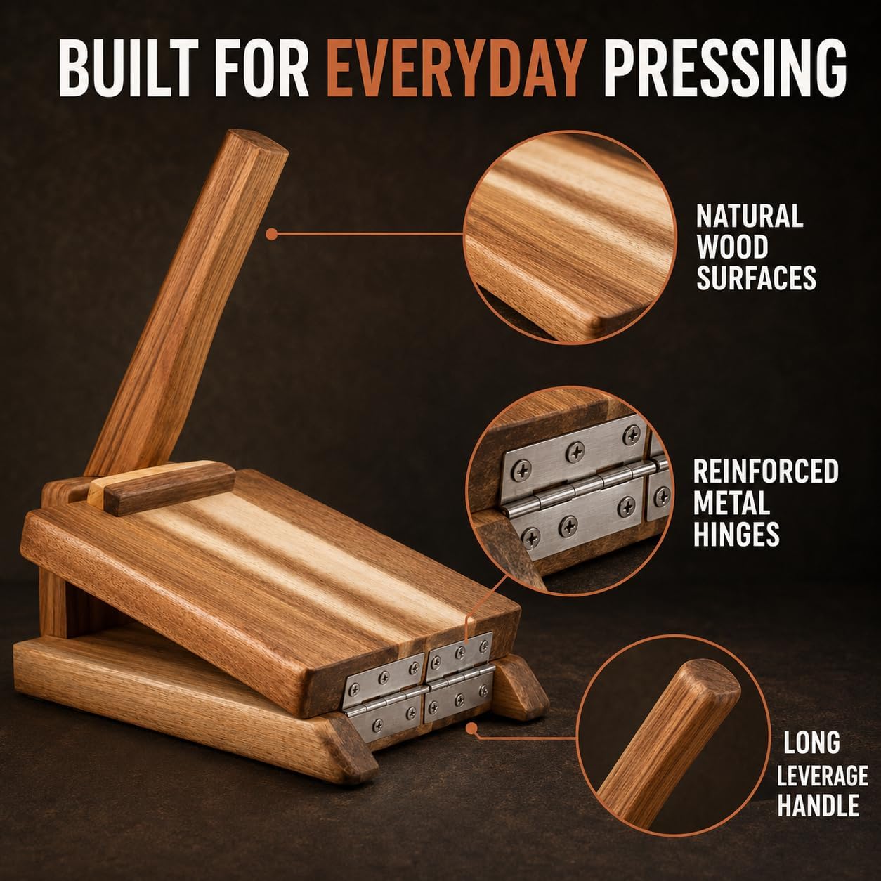8in Wooden Tortilla Press with 50 Oil Papers, Manual Tortilla Maker