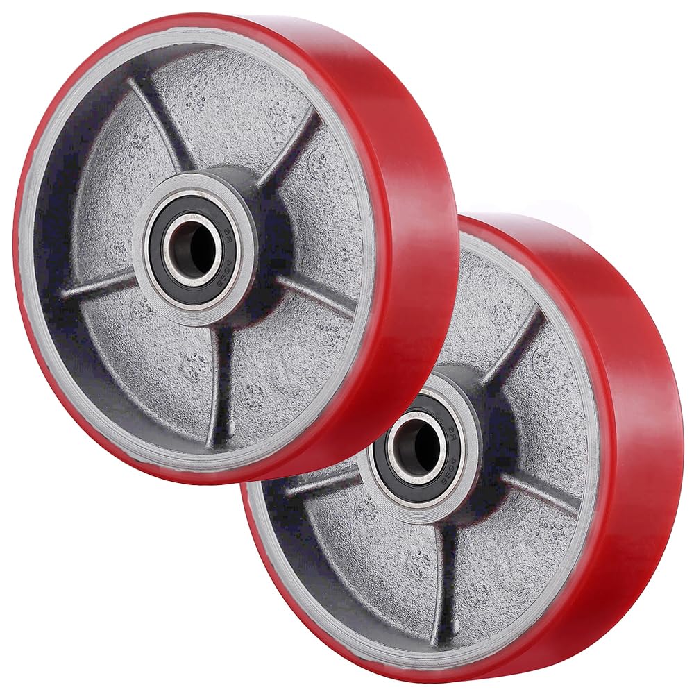 2 ruote per carrelli sollevatori in poliuretano 200 x 50 mm, asse 20 mm, con cuscinetti a sfera, ruote di ricambio per carrelli, carico massimo 3000 kg