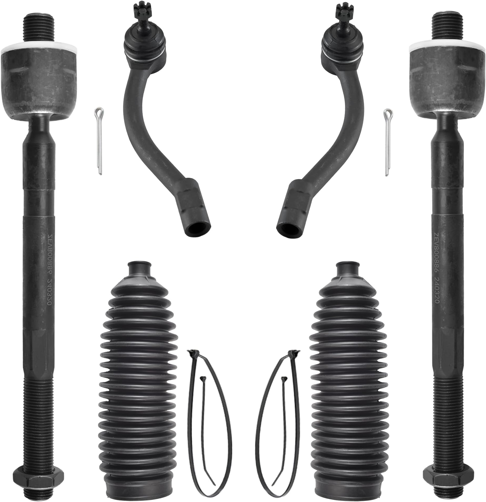 - 6pcs Front Steering Kit Tie Rod End Inner and Outer and Boots for Hyundai Elantra 2011-2017 and for Hyundai Veloster 2012-2017