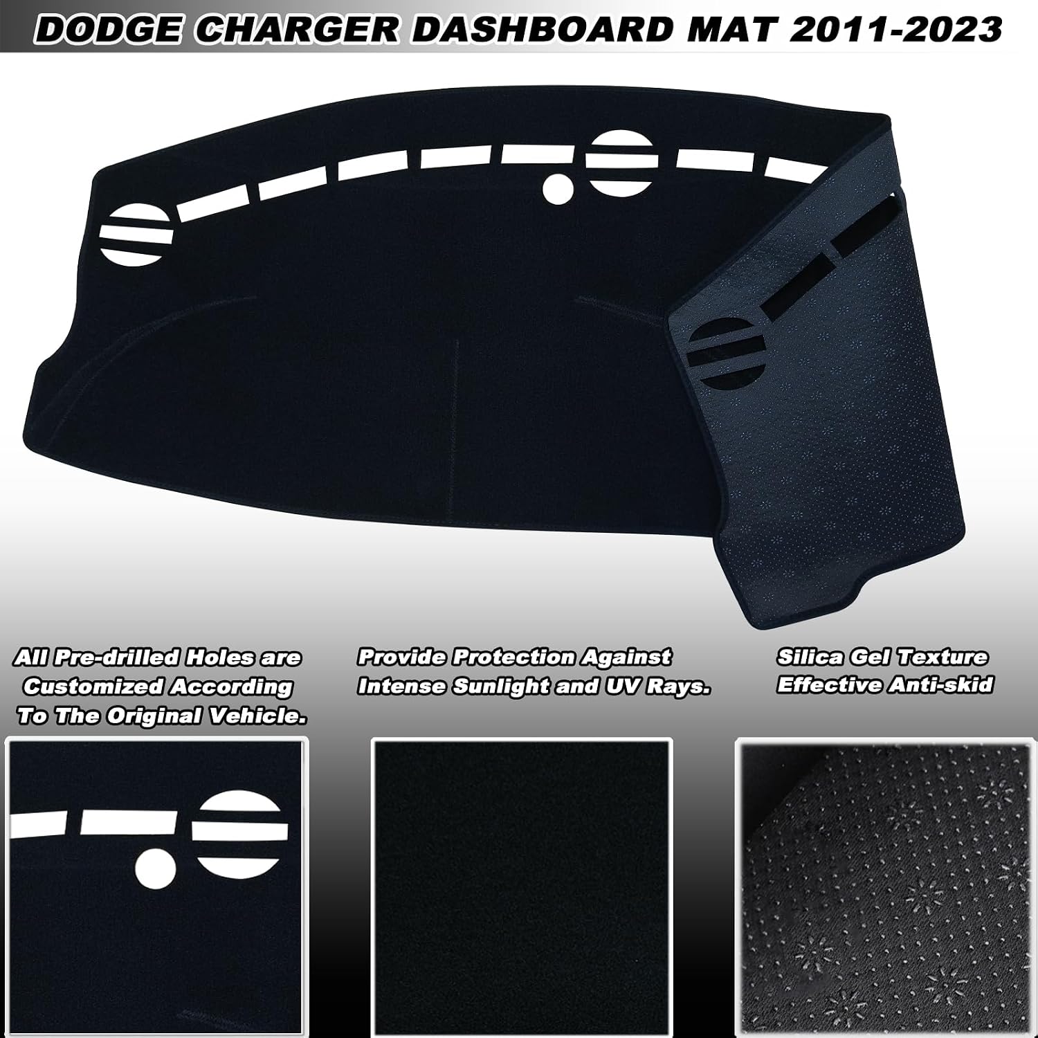 Dashboard Mat Cover for Dodge Charger 2011-2023 | Custom Fit Dash Cover Protector | UV & Heat Resistant | Anti-Slip Design | Interior Accessories image 2