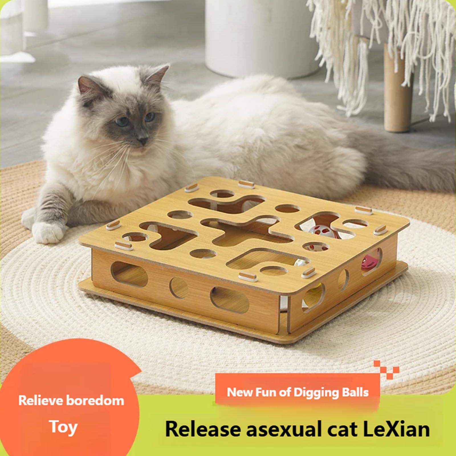 Giocattolo di puzzle di attività del gatto con la sfera dell'anello naturale della rifilatura delle unghie protezione dei mobili per l'intrattenimento della cura