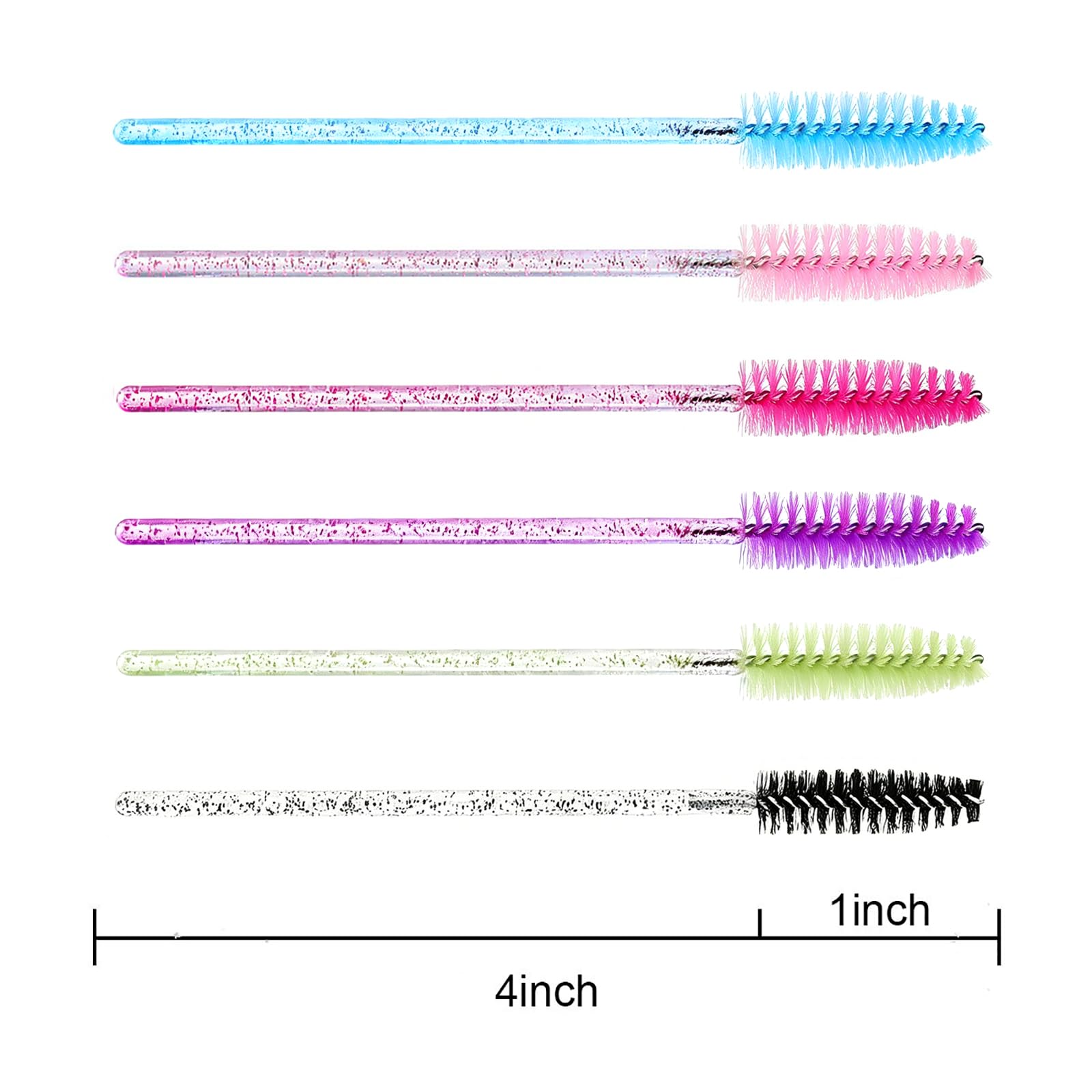 Elisel 300 unids desechables rimel cepillos de pestañas de cristal cepillo de pestañas varitas aplicador extensiones de pestañas herramientas de maquillaje cepillo de cejas (300 colores cristalinos)