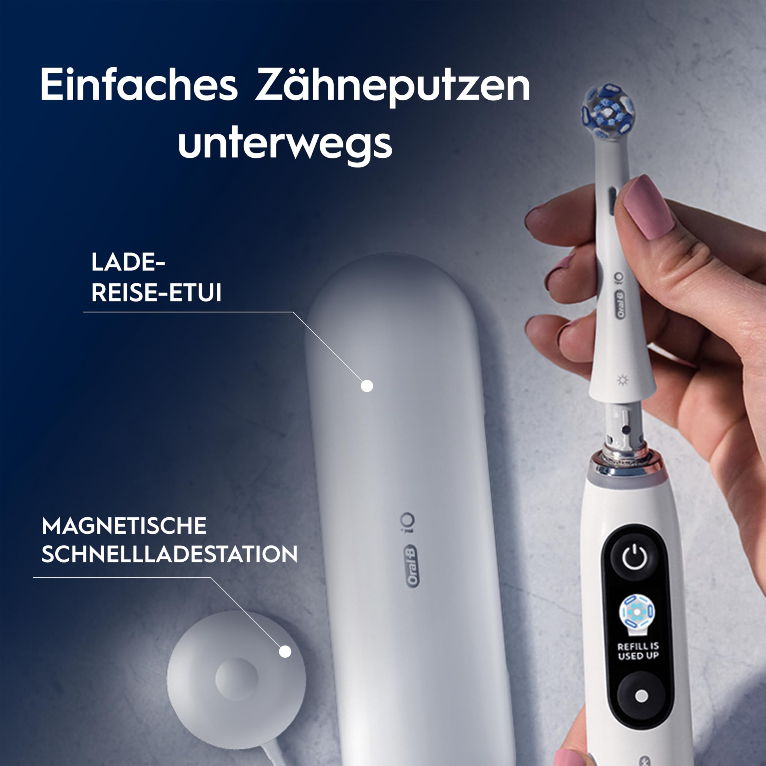 Oral-B iO Series 9 Elektrische Zahnbürste, Weiß | Inkl. 1 Aufsteckbürste, Lade-Reise-Etui, CHIP Testsieger (11/25), Electric Toothbrush mit 7 Modi Für Zahnpflege