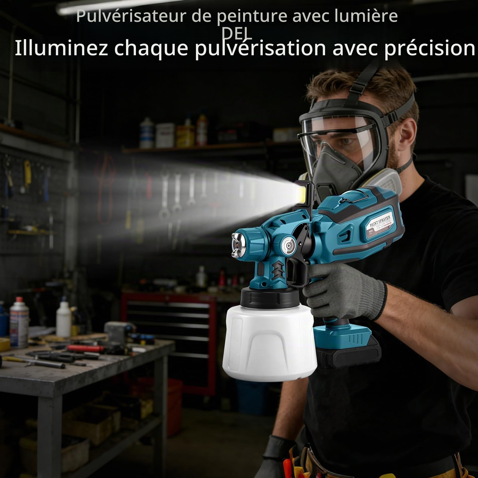Pistolet de Peinture sans Fil avec LED pour Makita 18V (sans Batterie)