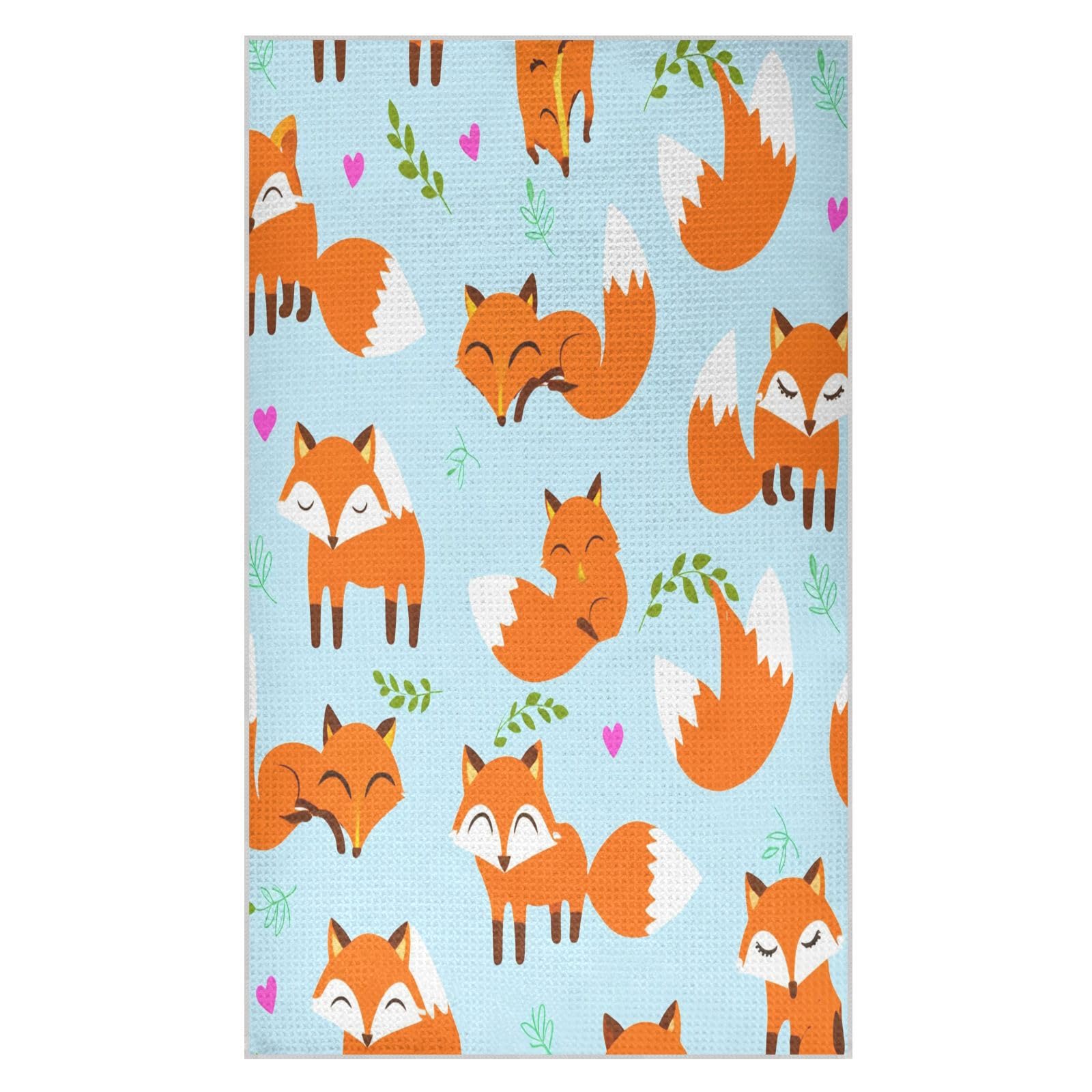 BURSTDDY Cartoon Fox Kitchen Towels,Absorbent Dish Towels 1 Pack
