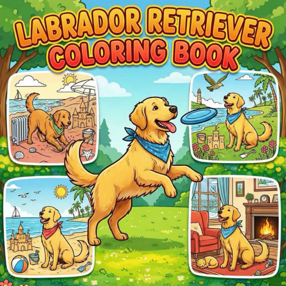 Labrador Retriever Coloring Book: Adorable Labrador Dogs Coloring Pages for Kids | Fun, Easy & Relaxing Coloring Activities for Young Children