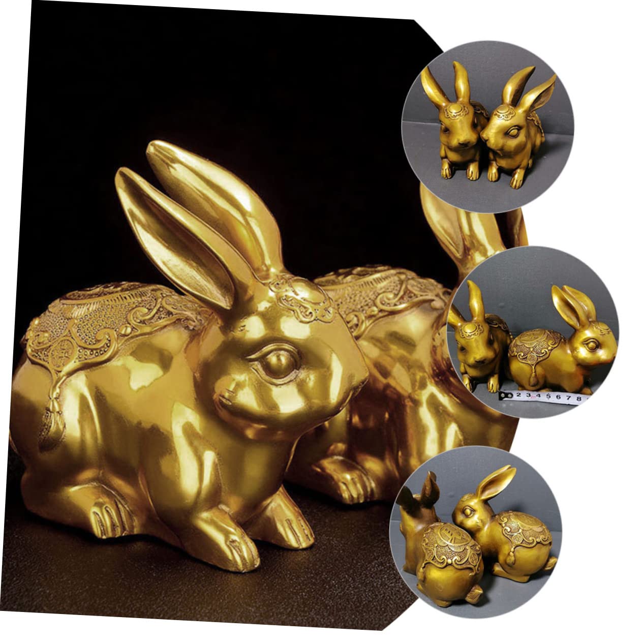 ULTECHNOVO Statue de Lapin en Cuivre Décoration Intérieure Détaillée Maison Bureau