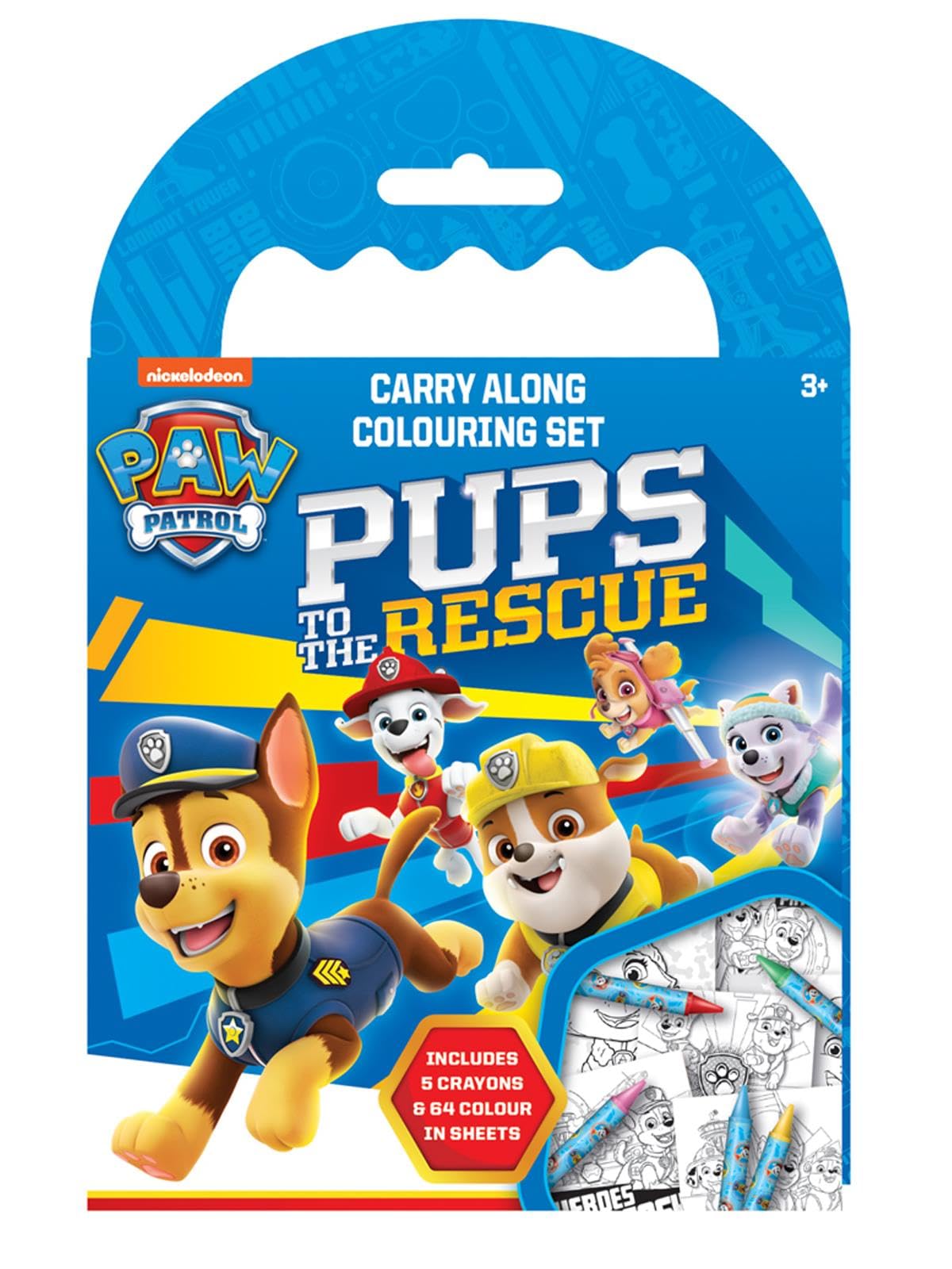 Paw Patrol Pups To The Rescue Colouring Sheets Set Carry Along Crayons Kids Activity Age 3+